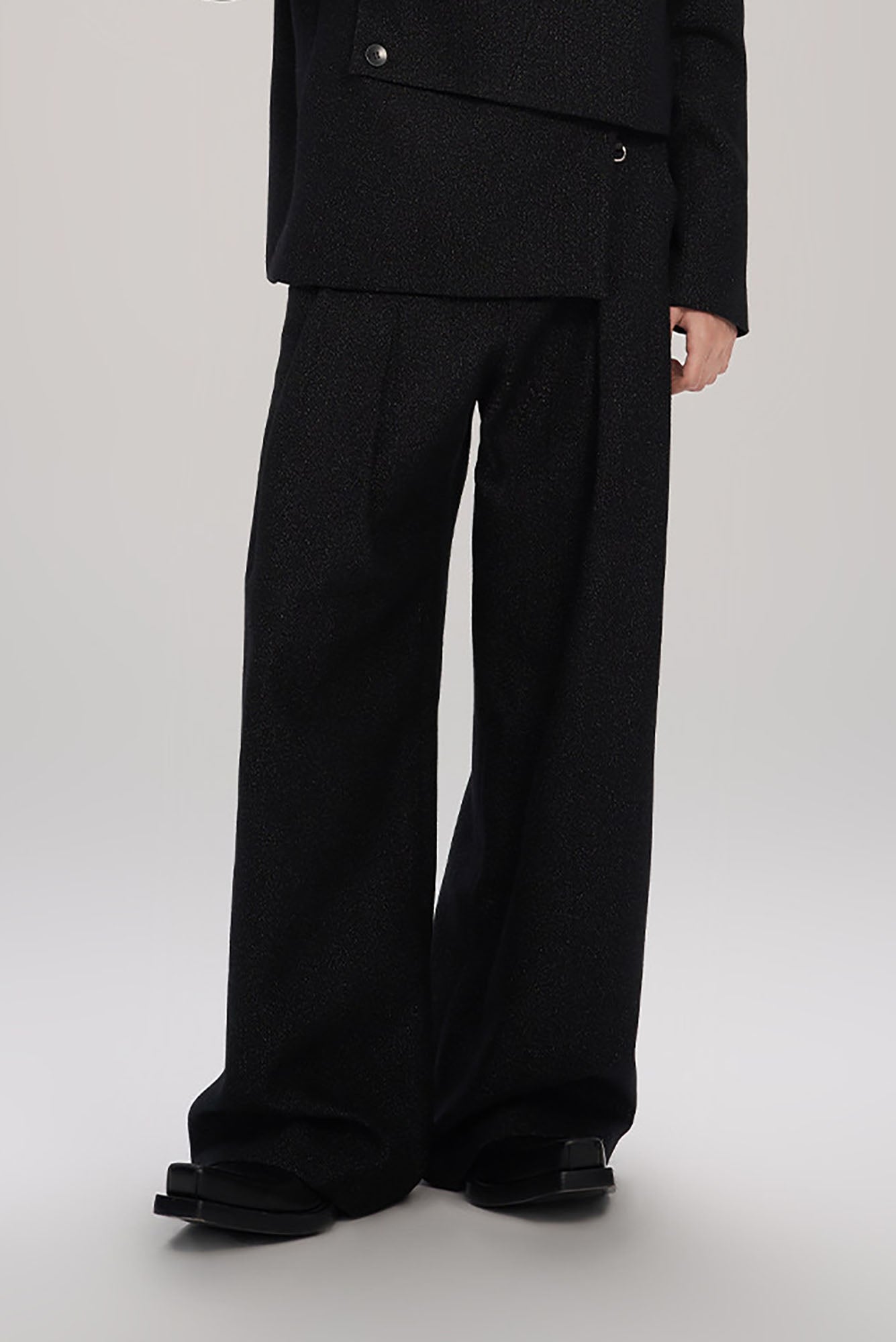TIWILLTANG Classic Pleats Wool-Blend Wide-Leg Pants-Pants-XS-Beige-Free Shipping Leatheretro