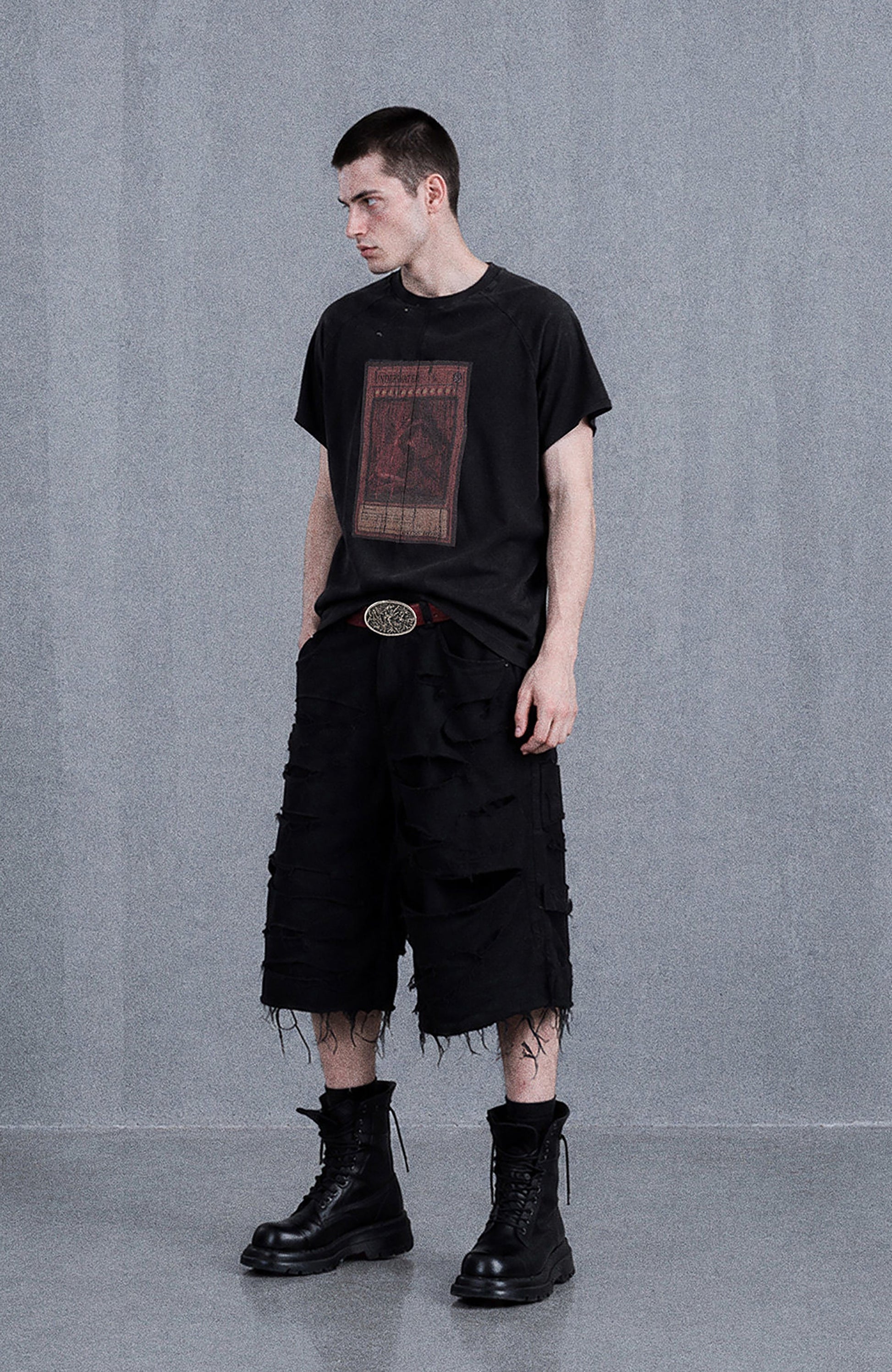 UNDERWATER Distressed Raw Edge Denim Shorts-Shorts-S-Free Shipping Leatheretro