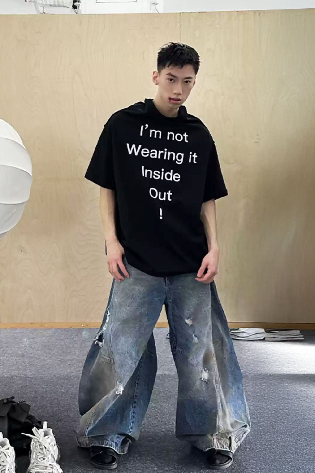 TRIANGLE PROJECT Distressed Dirty-Washed Oversized Jeans-Jeans-XS-Free Shipping Leatheretro
