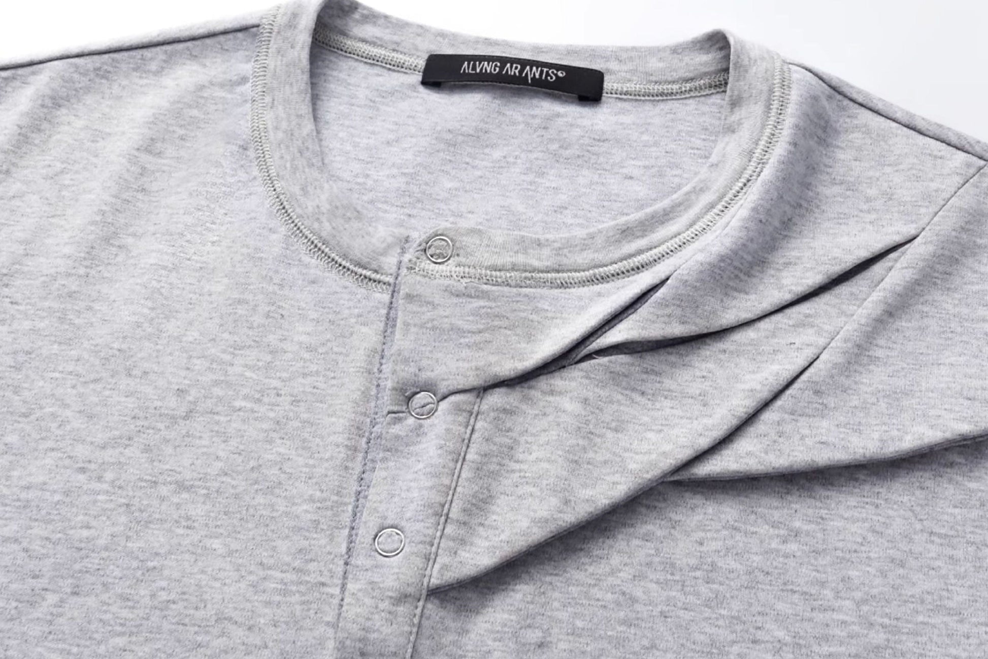 ALVNG AR ANTS Slash Pleated Shoulder Spliced Henley T-Shirt-T Shirt-S-Khaki-Free Shipping Leatheretro