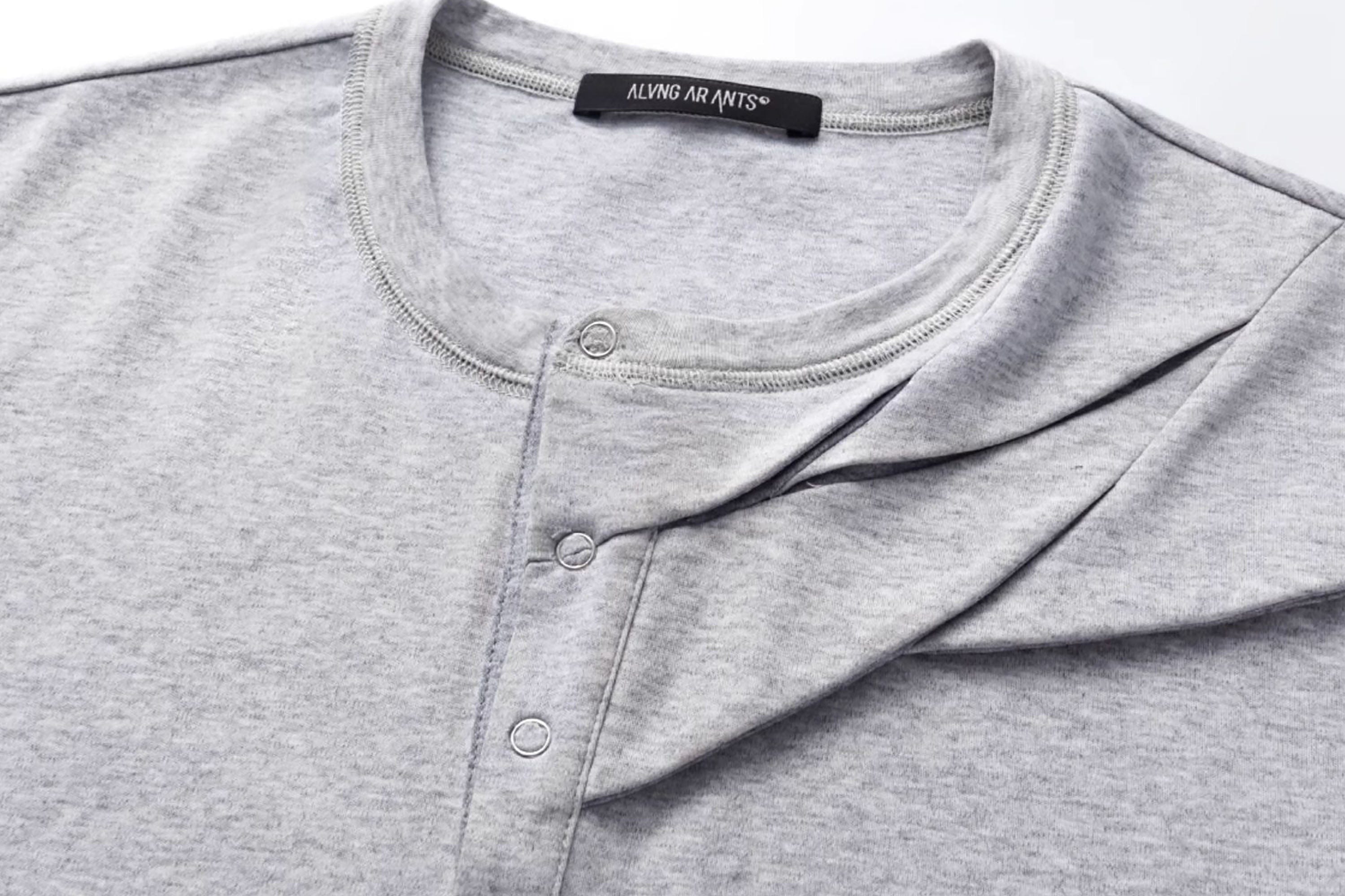 ALVNG AR ANTS Slash Pleated Shoulder Spliced Henley T-Shirt-T Shirt-S-Khaki-Free Shipping Leatheretro