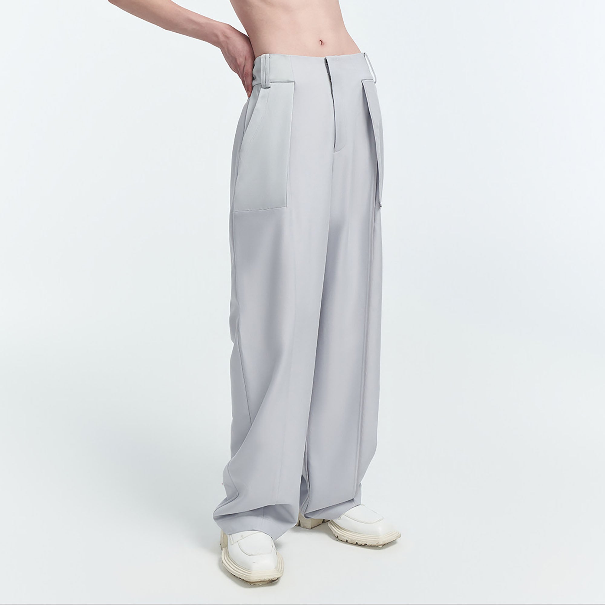 TIWILLTANG Satin Panel Straight-Leg Pants-Pants-S-Black-Free Shipping Leatheretro