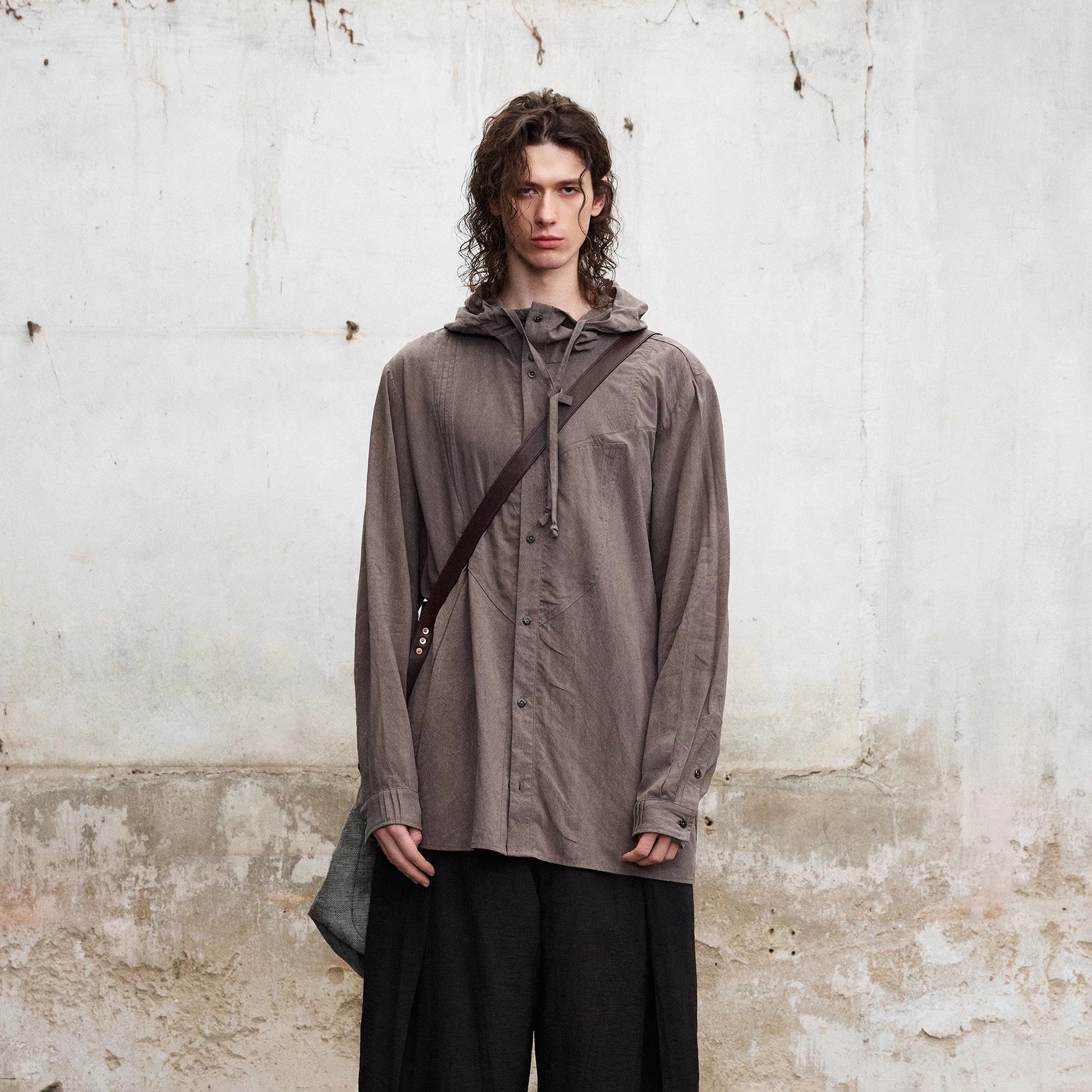 ILNya Nieternite Nifutur Draped Hooded Overshirt-Shirt-S(0)-Free Shipping Leatheretro