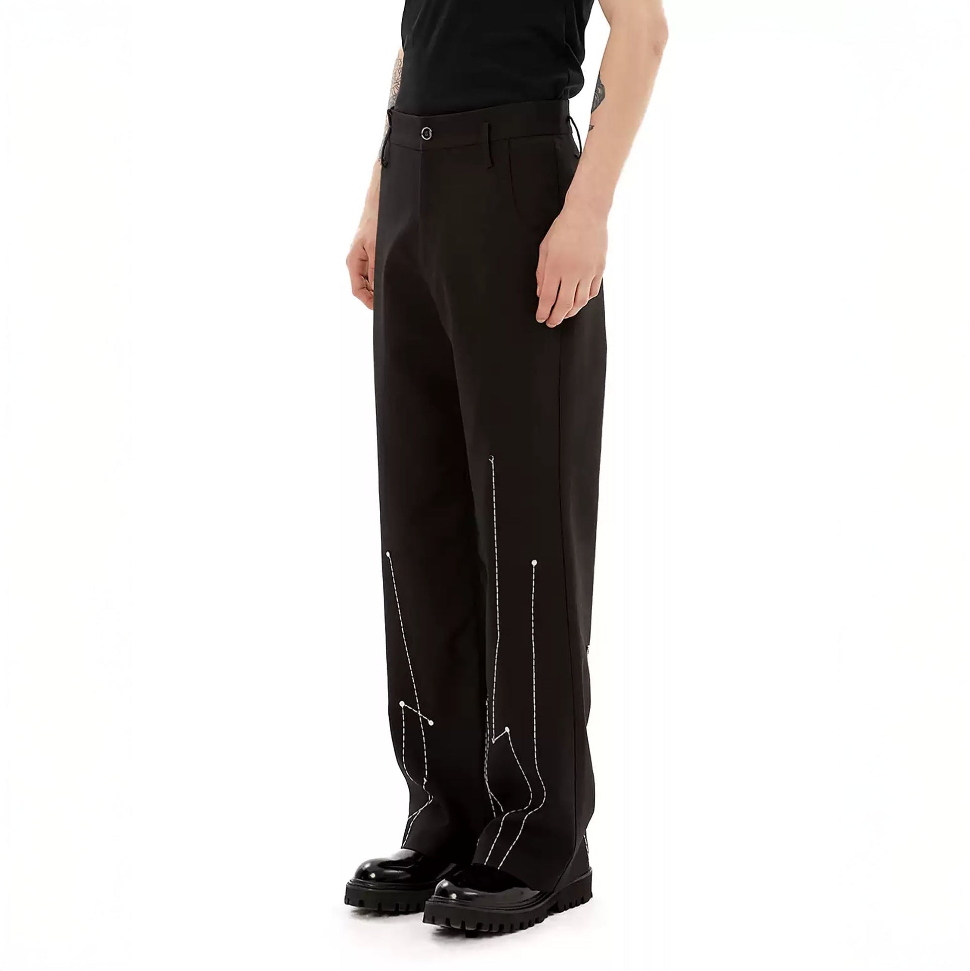 TIWILLTANG Rivet Stitch Embroidered Straight-Leg Pants-Pants-S-Free Shipping Leatheretro