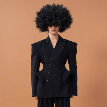 CLP Double-Breasted Cinched-Waist Blazer-Jacket-S-Free Shipping Leatheretro