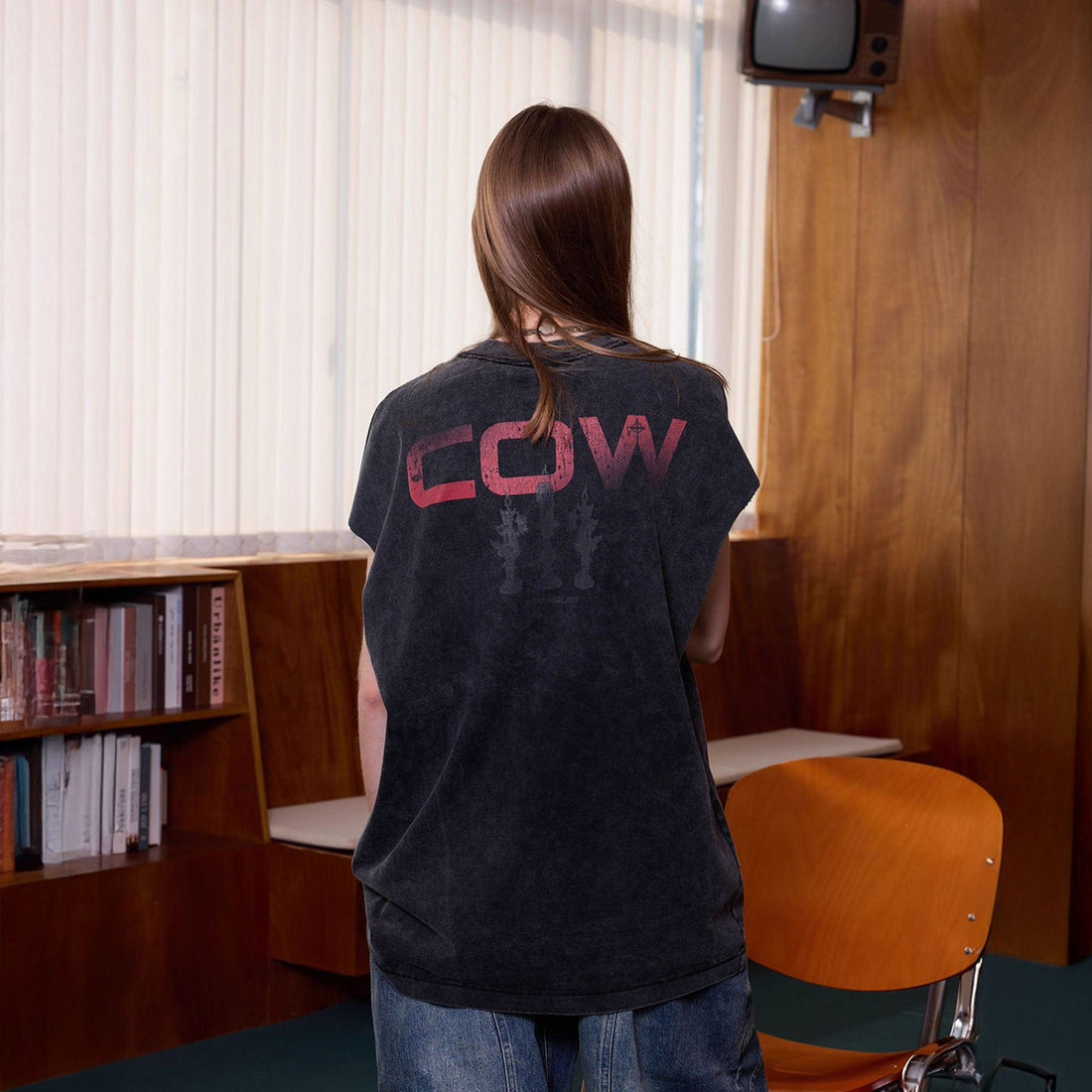 ERROR CODE ROBOT Distressed Animal-Print Sleeveless Tee-T Shirt-S-Free Shipping Leatheretro