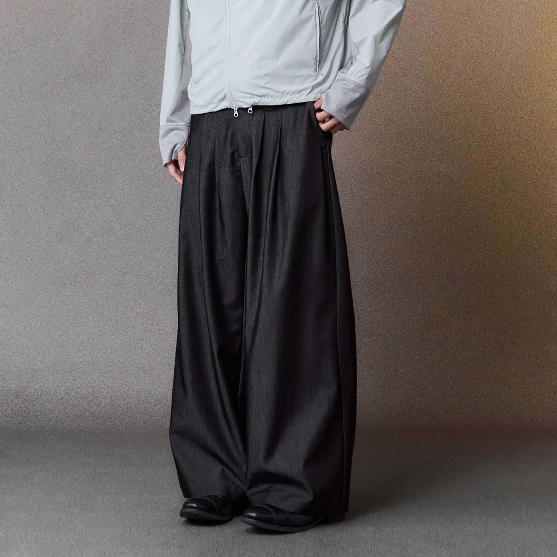 ALVNG AR ANTS Multi-Pleat Straight-Leg Trousers-Pants-XS (Preorder)-Black-Free Shipping Leatheretro