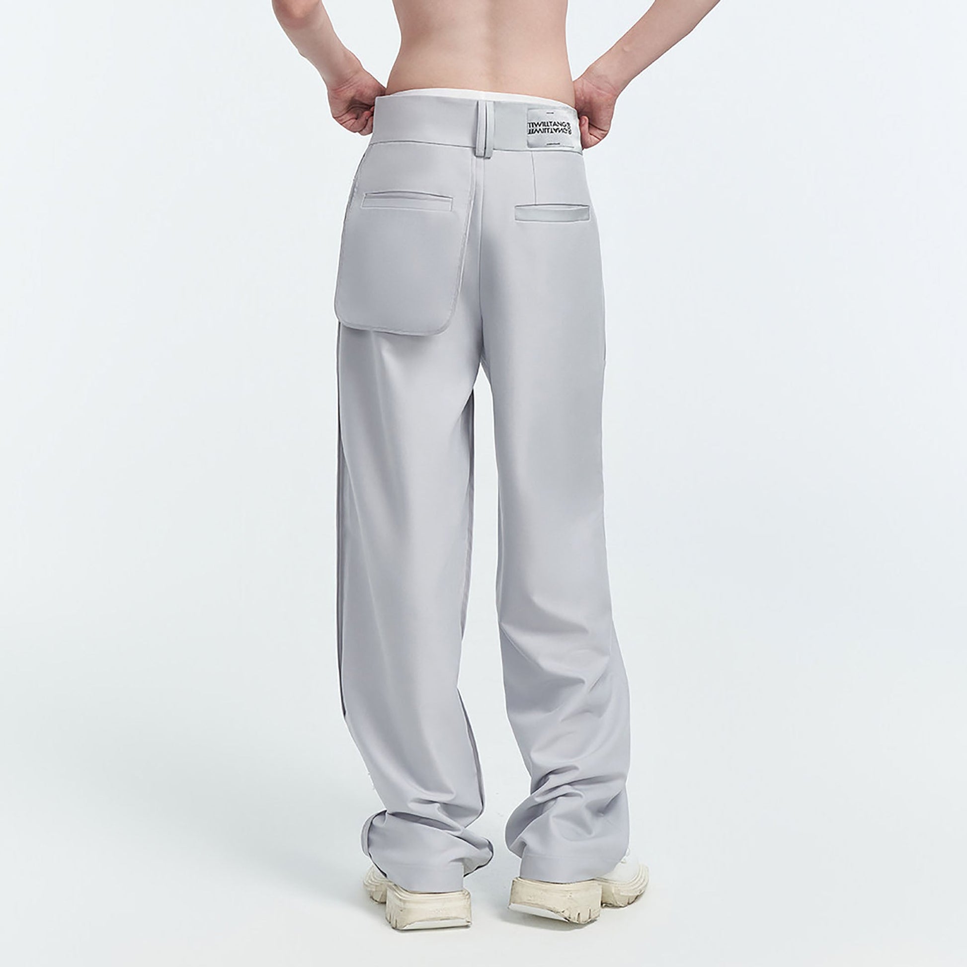 TIWILLTANG Satin Panel Straight-Leg Pants-Pants-S-Black-Free Shipping Leatheretro