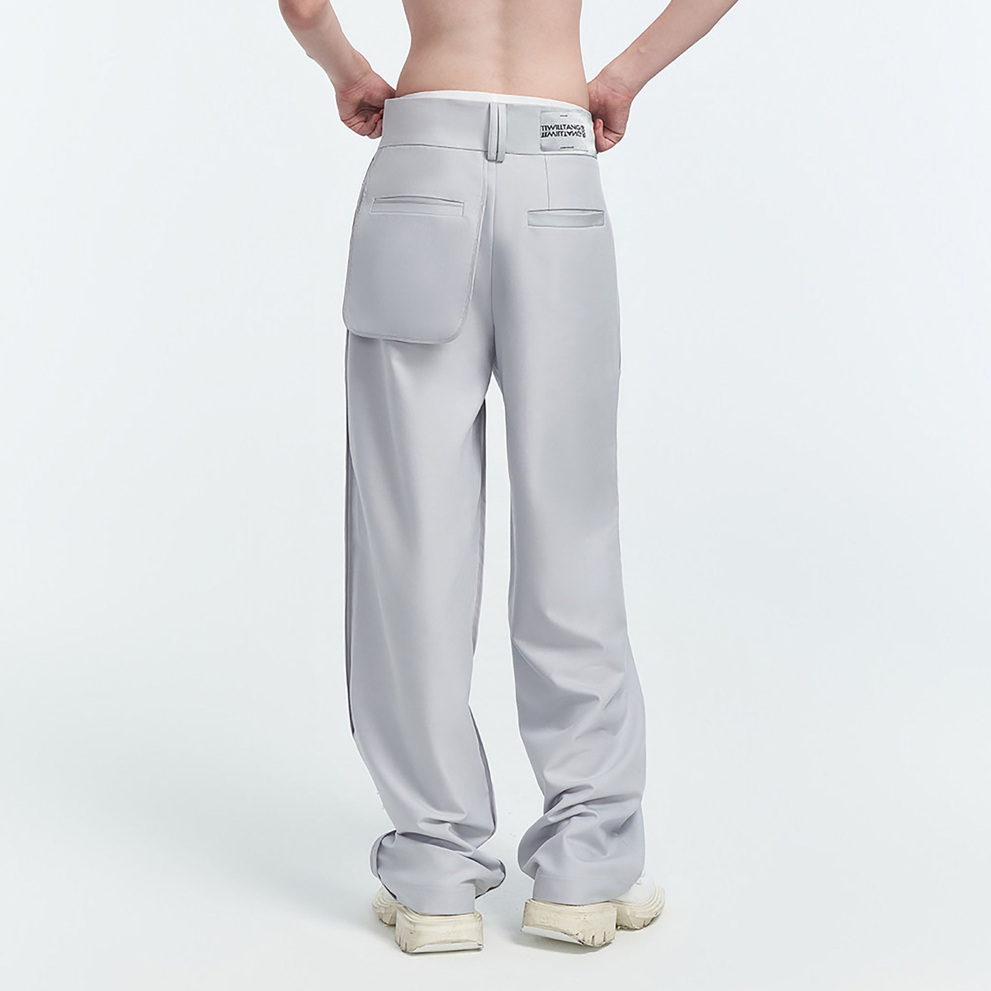 TIWILLTANG Satin Panel Straight-Leg Pants-Pants-S-Black-Free Shipping Leatheretro