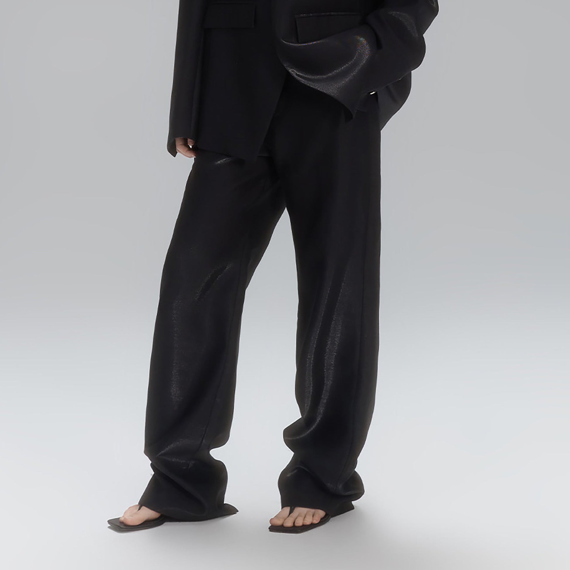 TIWILLTANG Satin Wide-Leg Drape Trousers-Pants-S-Gray-Free Shipping Leatheretro