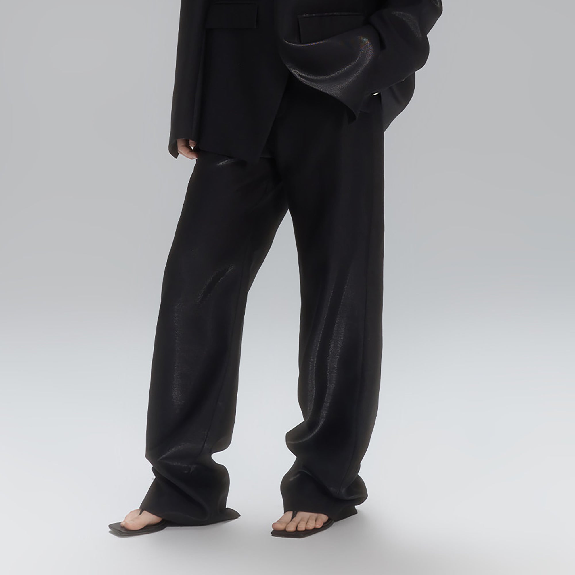 TIWILLTANG Satin Wide-Leg Drape Trousers-Pants-S-Gray-Free Shipping Leatheretro