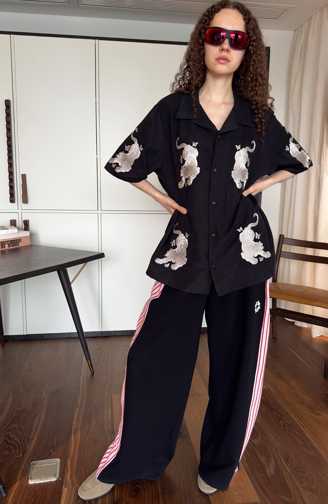MIICHOUS Contrast Stripes Panel Pants-Pants-S (Preorder)-Black-Free Shipping Leatheretro