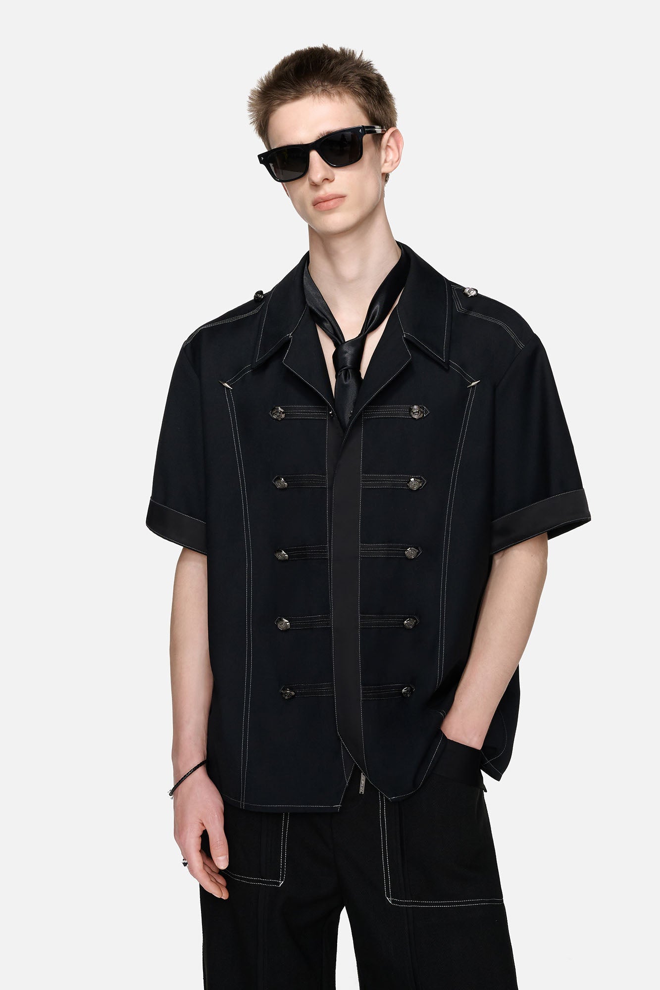 TIWILLTANG Napoleon Cuban Half Shirt-Half shirt-S-Free Shipping Leatheretro