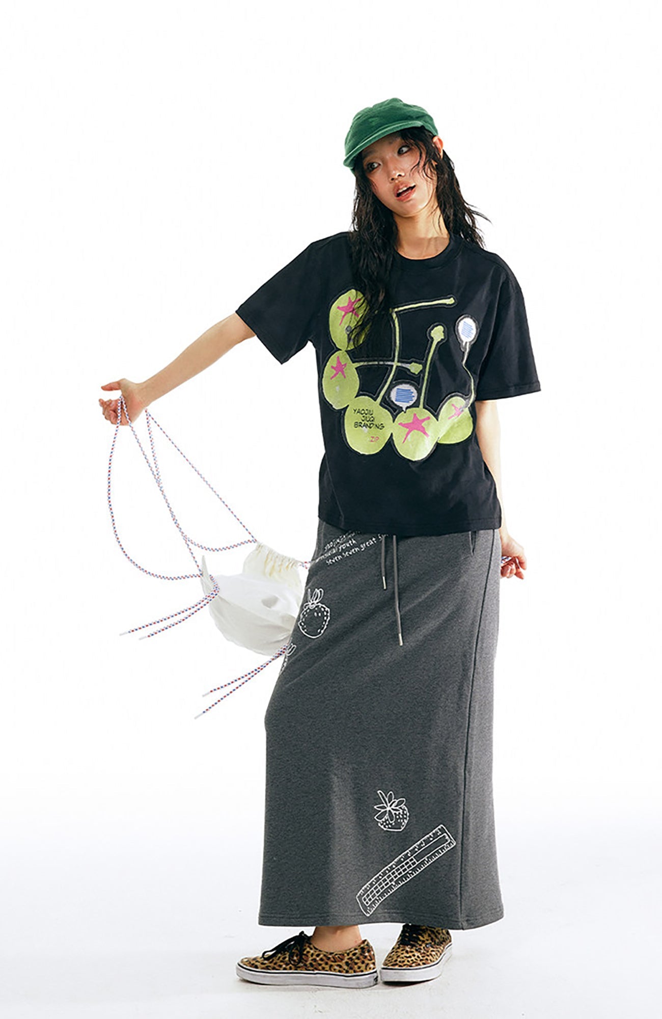 1997 POSTOFFICE Cherry Graphic Tee-T Shirt-S-Black-Free Shipping Leatheretro
