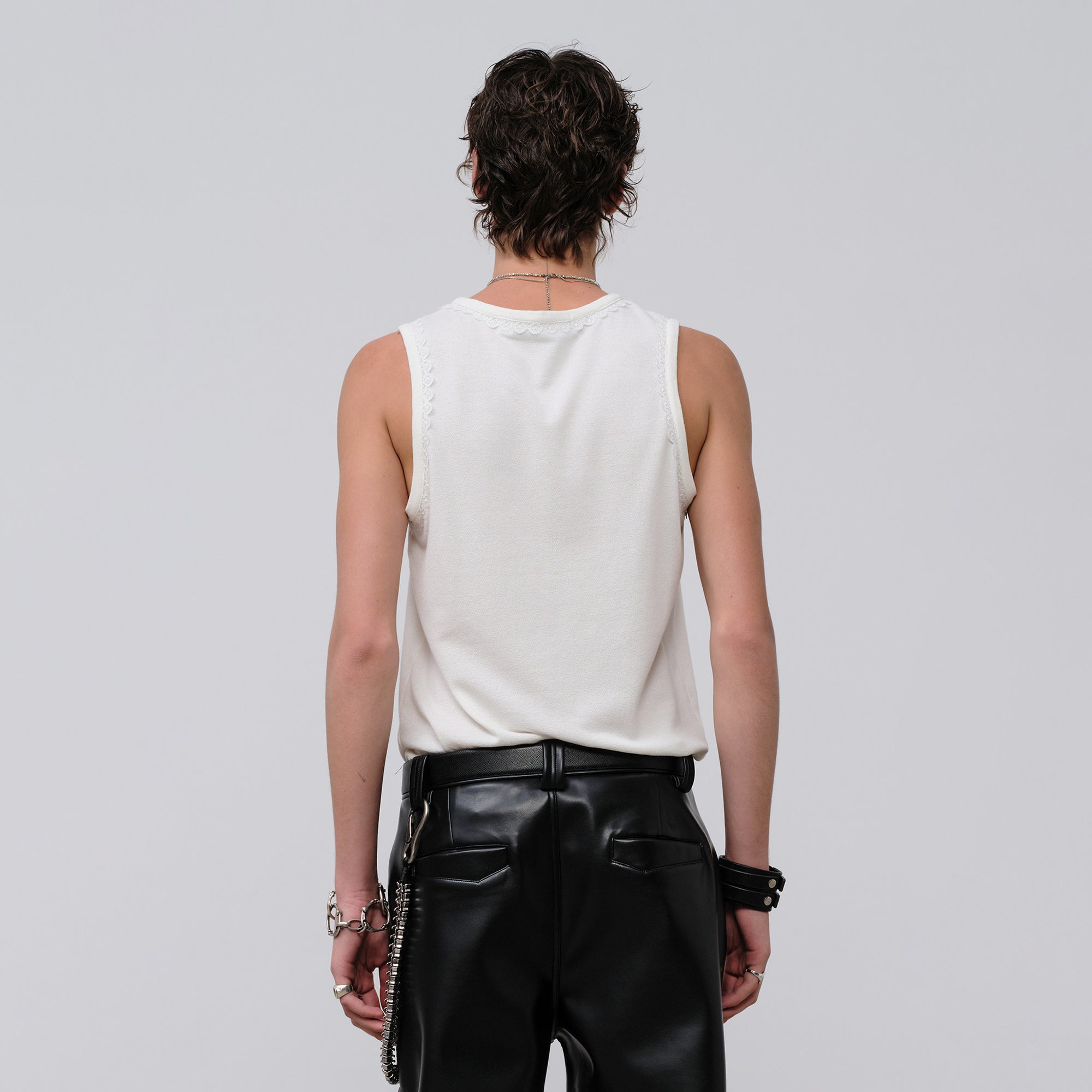 FACEONLAB Lace Trim Gothic Letters Sleeveless Tank-Tank Top-M-Black-Free Shipping Leatheretro