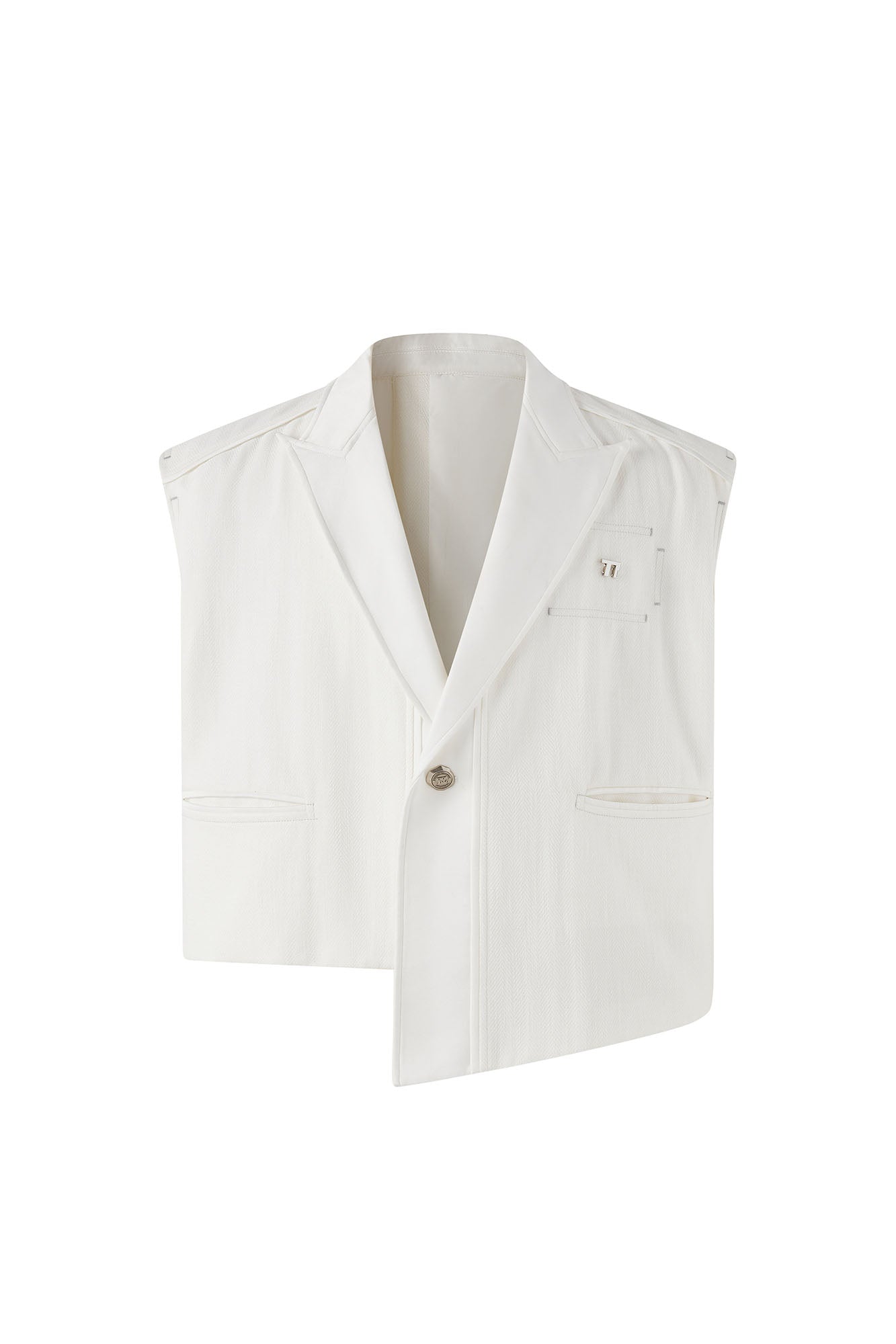 TIWILLTANG Asymmetrical Lapel Vest White-Vest-S (Preorder)-Free Shipping Leatheretro