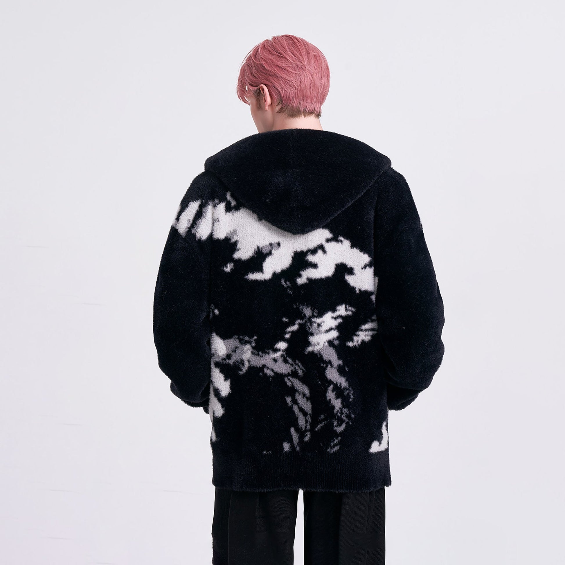 TIWILLTANG Contrast Jacquard Fuzzy Hooded Jacket-Jacket-S (Preorder)-Free Shipping Leatheretro
