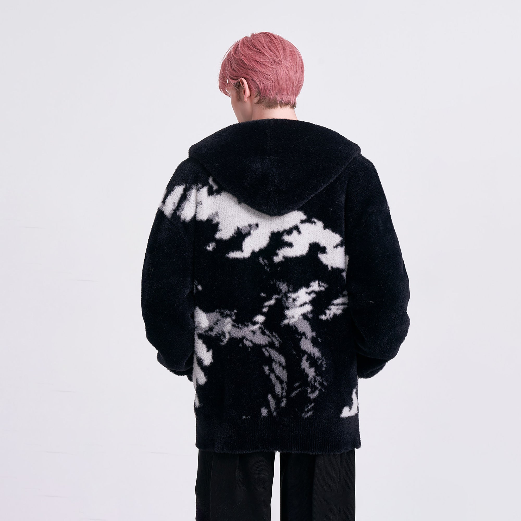 TIWILLTANG Contrast Jacquard Fuzzy Hooded Jacket-Jacket-S (Preorder)-Free Shipping Leatheretro