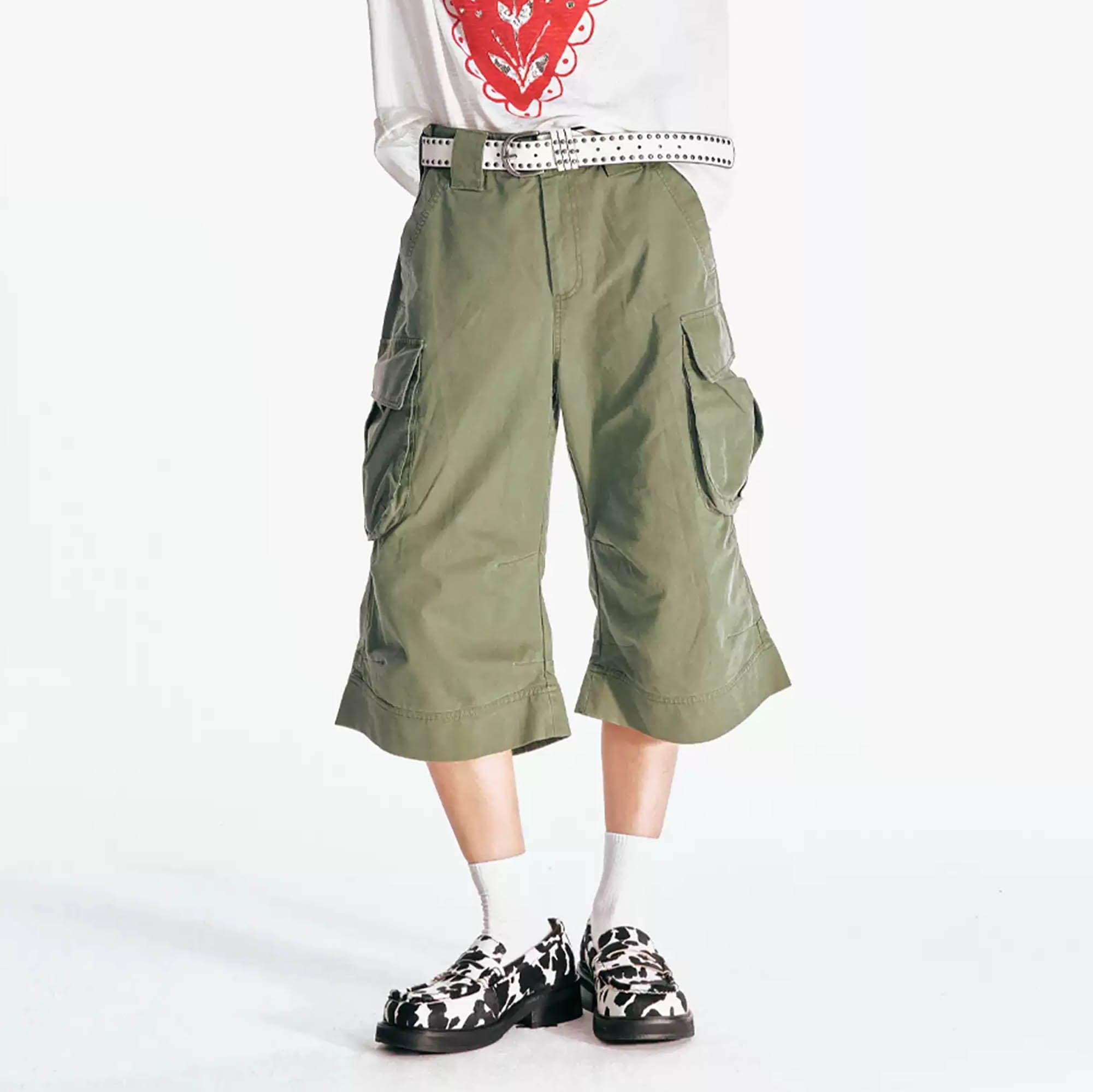 1997 POSTOFFICE Flare Hem Cargo Shorts-Shorts-S-Free Shipping Leatheretro