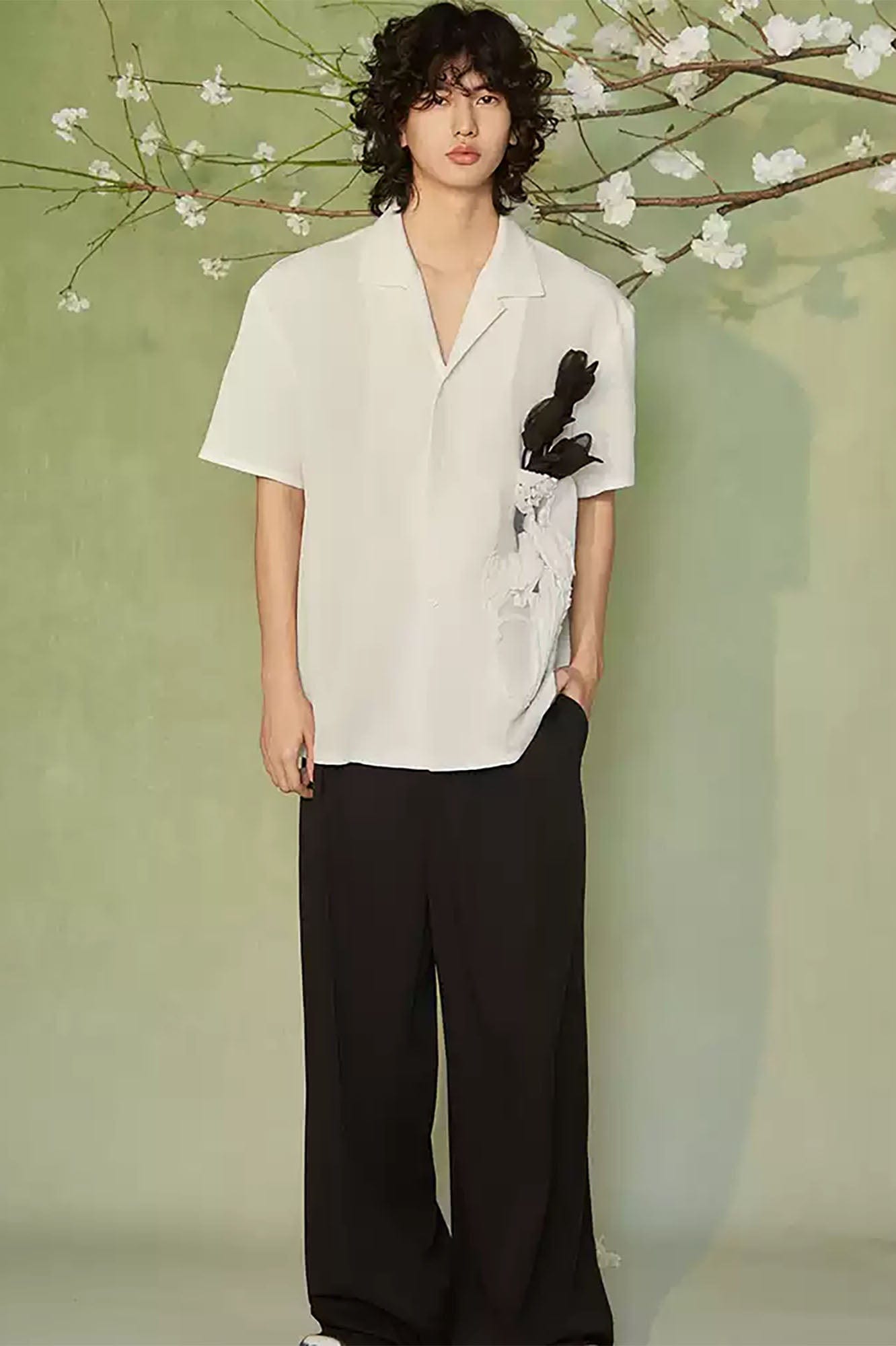 JIECHI Bottled Bloom Sheer Half Shirt-Half shirt-M-Free Shipping Leatheretro