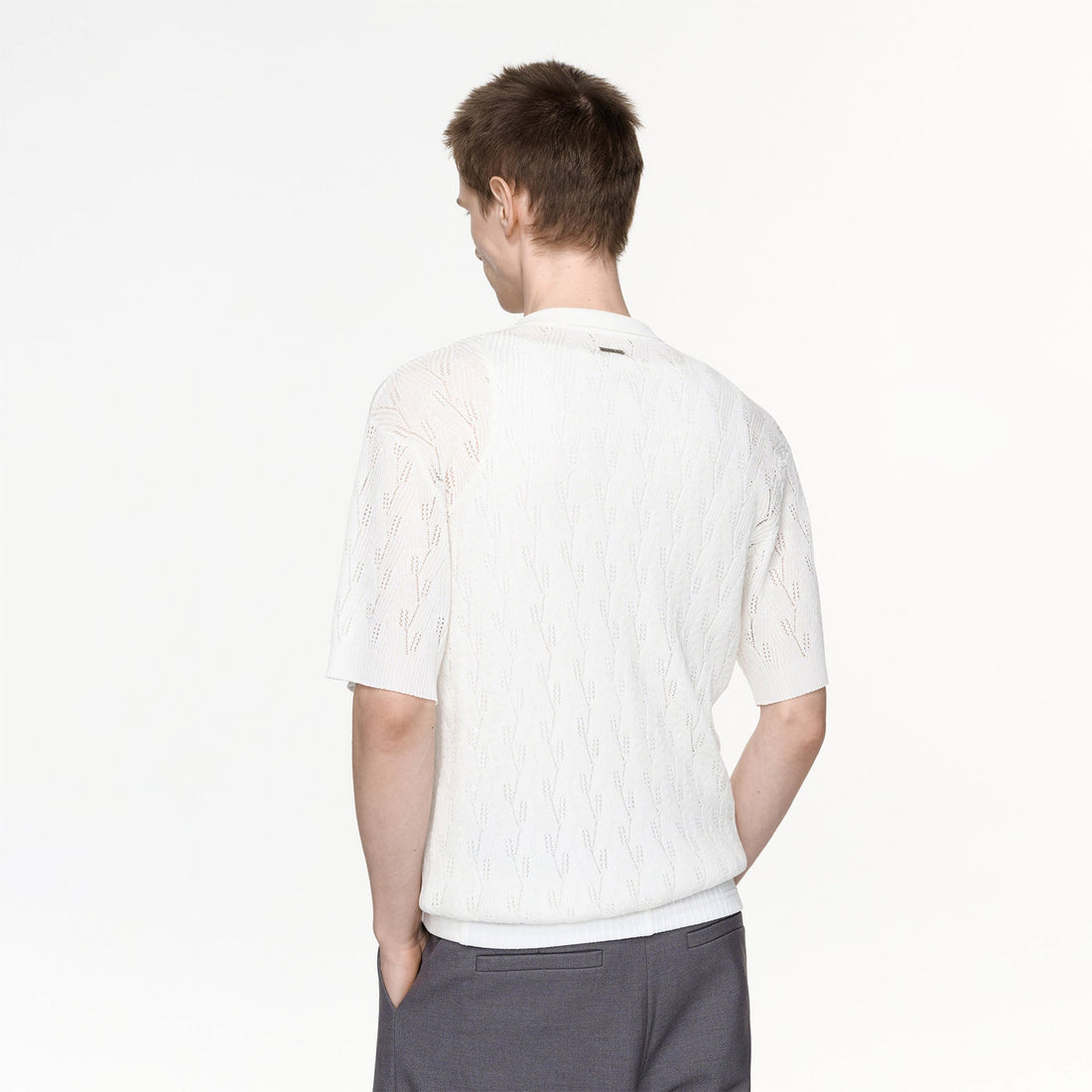 TIWILLTANG Pointelle Knit Polo Half Shirt-Half shirt-S-Free Shipping Leatheretro