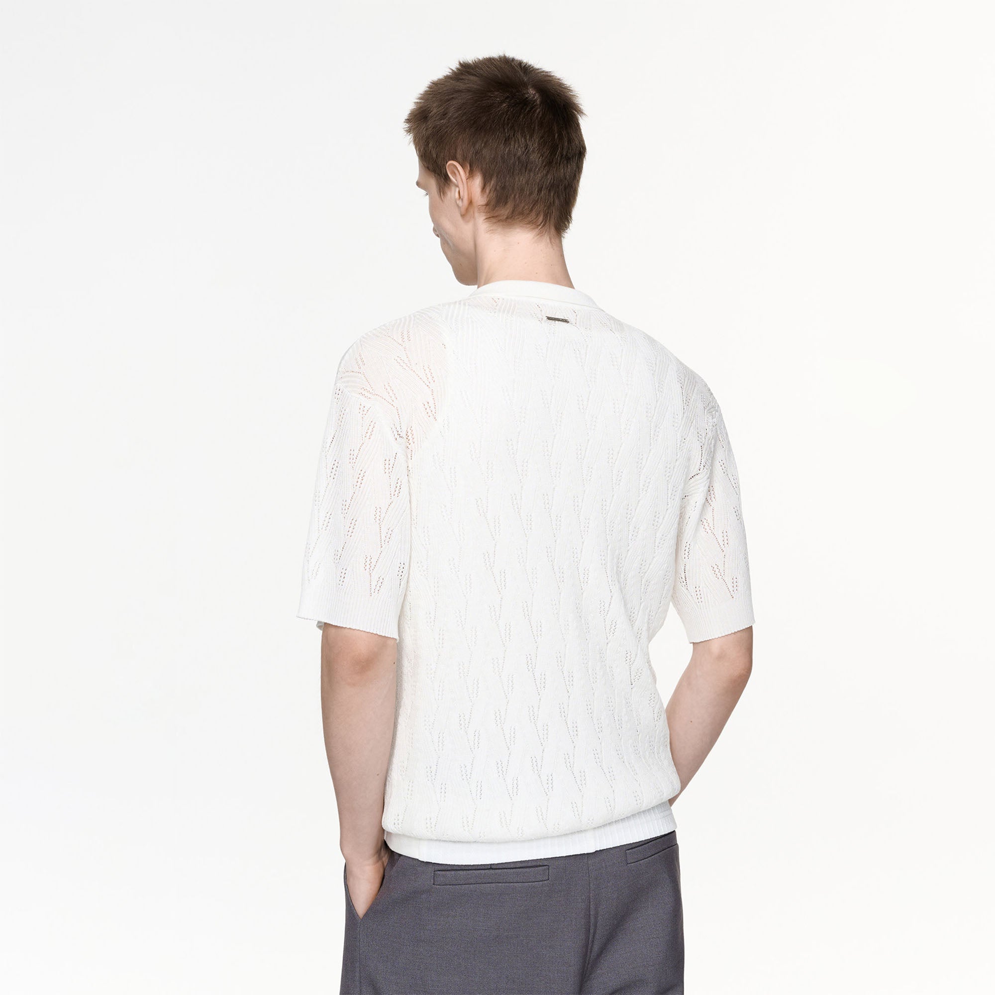TIWILLTANG Pointelle Knit Polo Half Shirt-Half shirt-S-Free Shipping Leatheretro