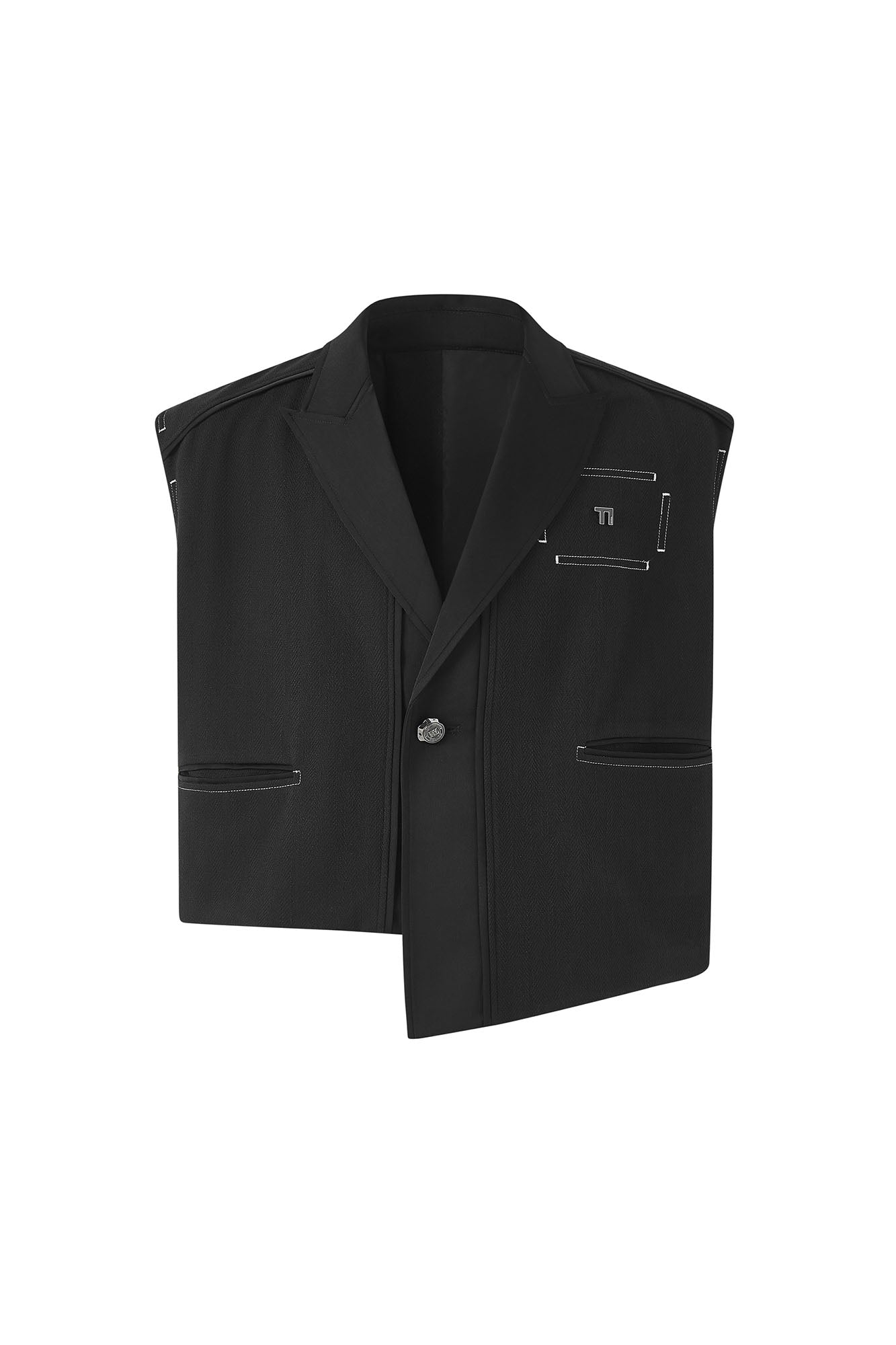 TIWILLTANG Asymmetrical Lapel Vest Black-Vest-S (Preorder)-Free Shipping Leatheretro