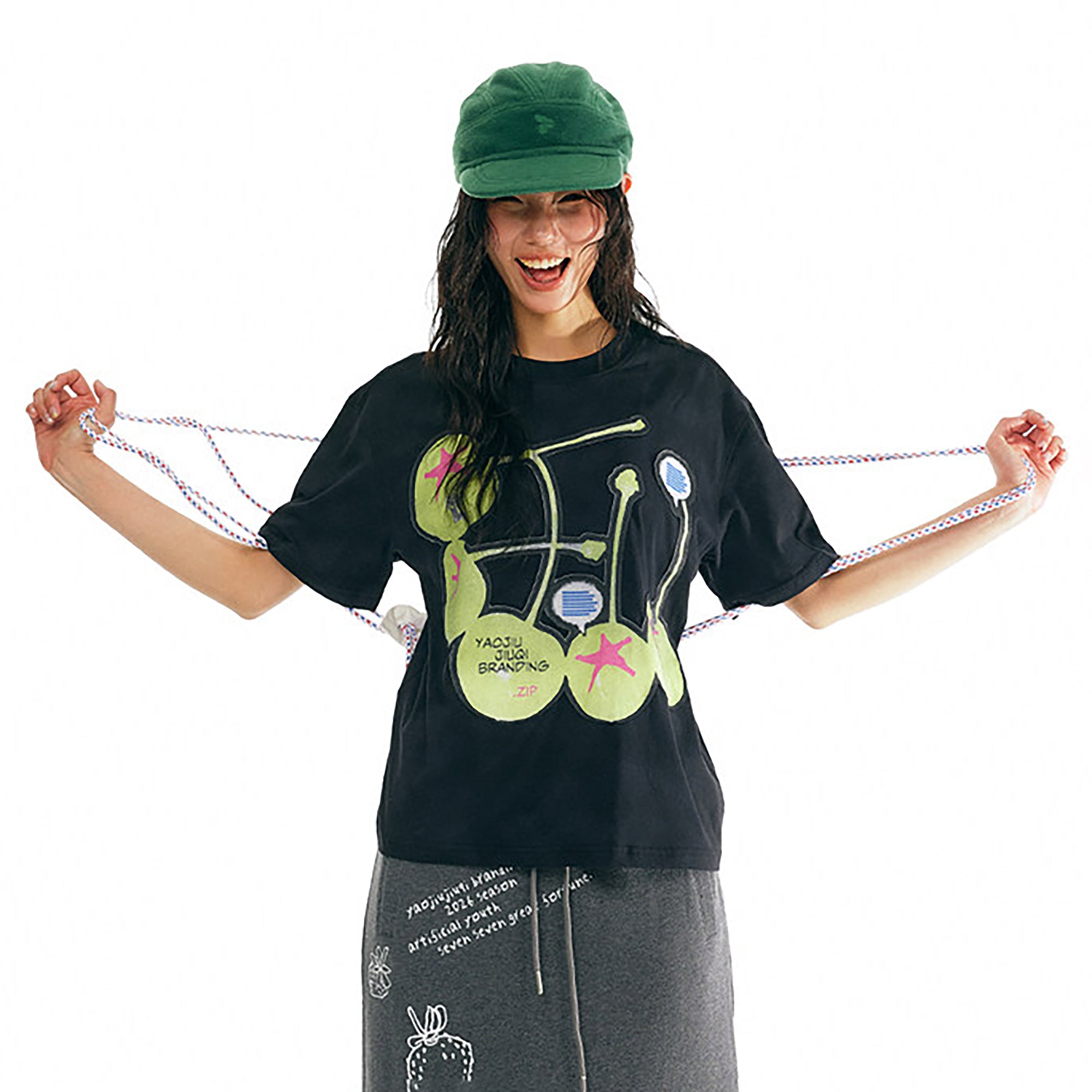 1997 POSTOFFICE Cherry Graphic Tee-T Shirt-S-Black-Free Shipping Leatheretro