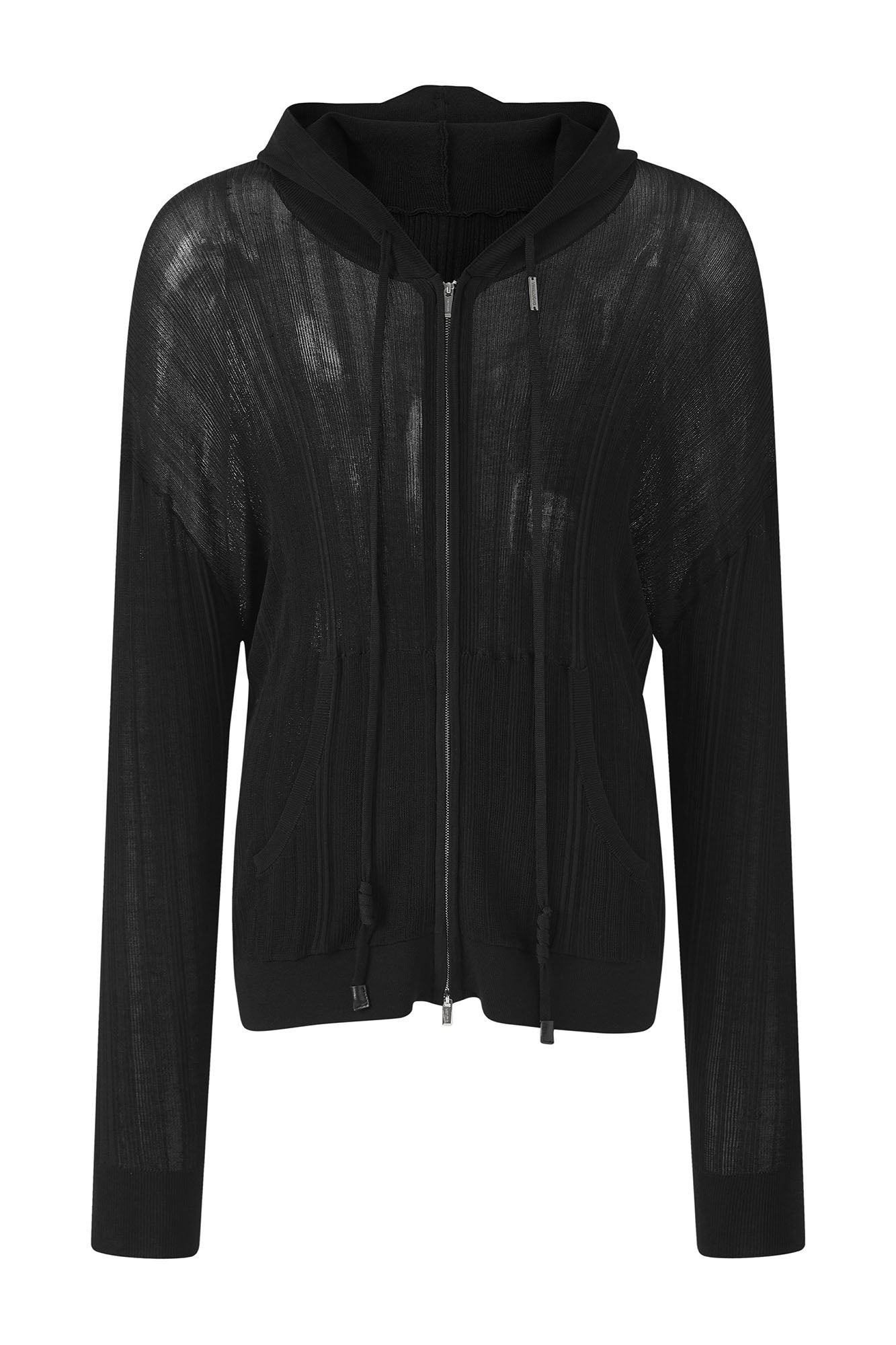 TIWILLTANG Sheer Knit Zip-Up Hoodie-Jacket-S-Free Shipping Leatheretro