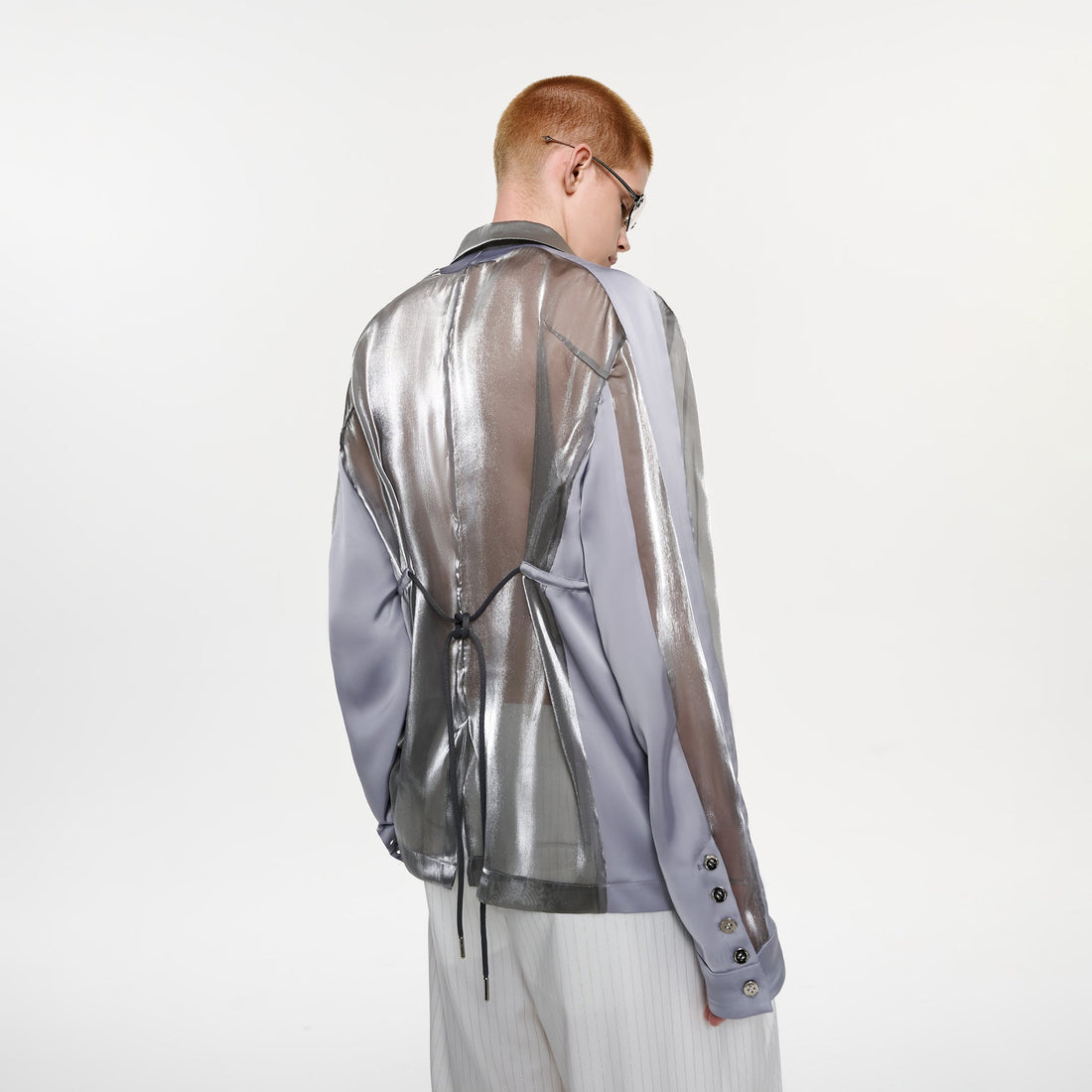 TIWILLTANG Drawstring Lustrous Paneled Blazer-Jacket-S-Free Shipping Leatheretro