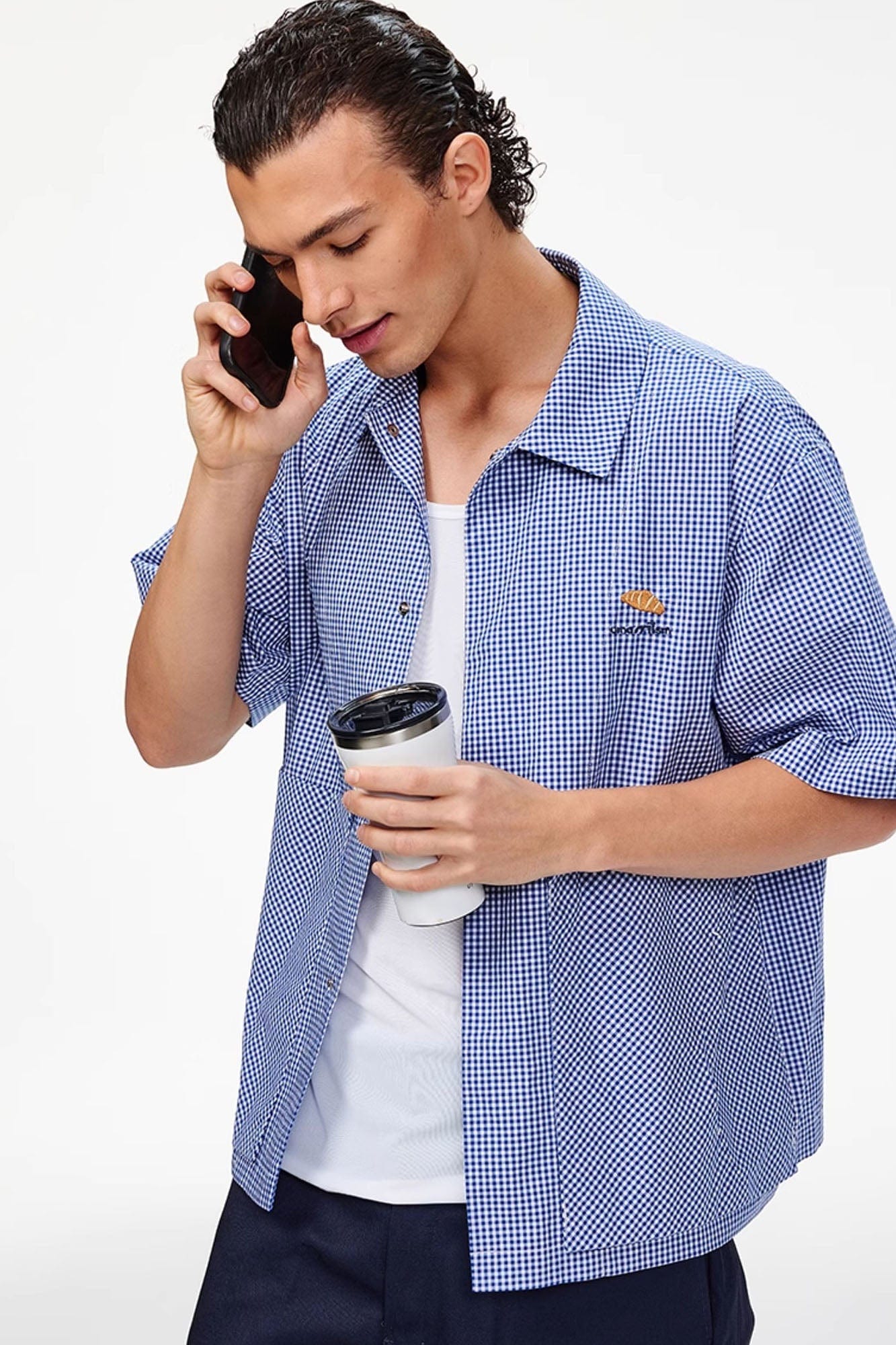 UMAMIISM Preppy Gingham Pocket Half Shirt-Half shirt-XS-Free Shipping Leatheretro