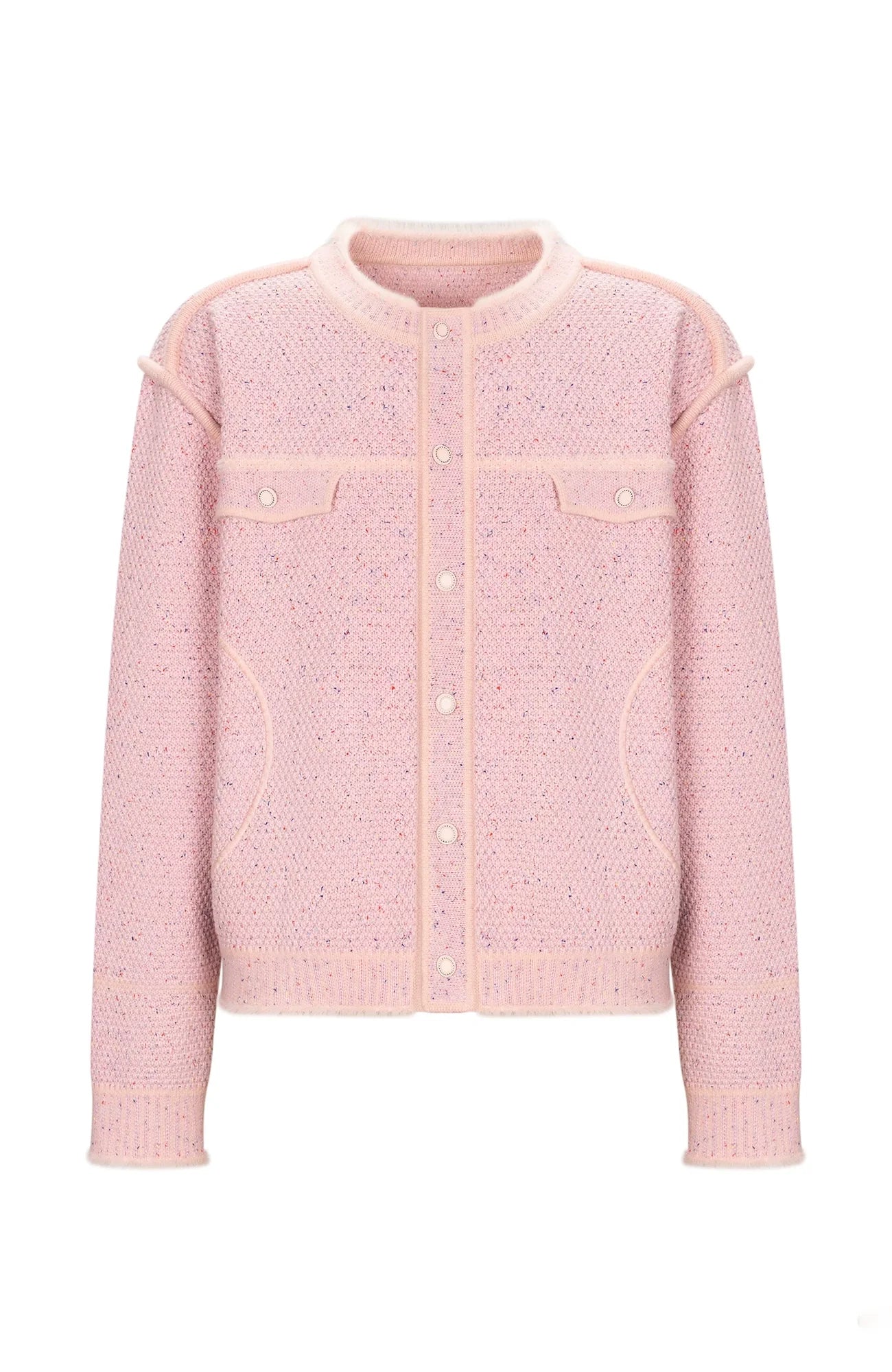 TIWILLTANG Frayed Edge Tweed Knit Jacket-Jacket-XS-Pink (Preorder)-Free Shipping Leatheretro