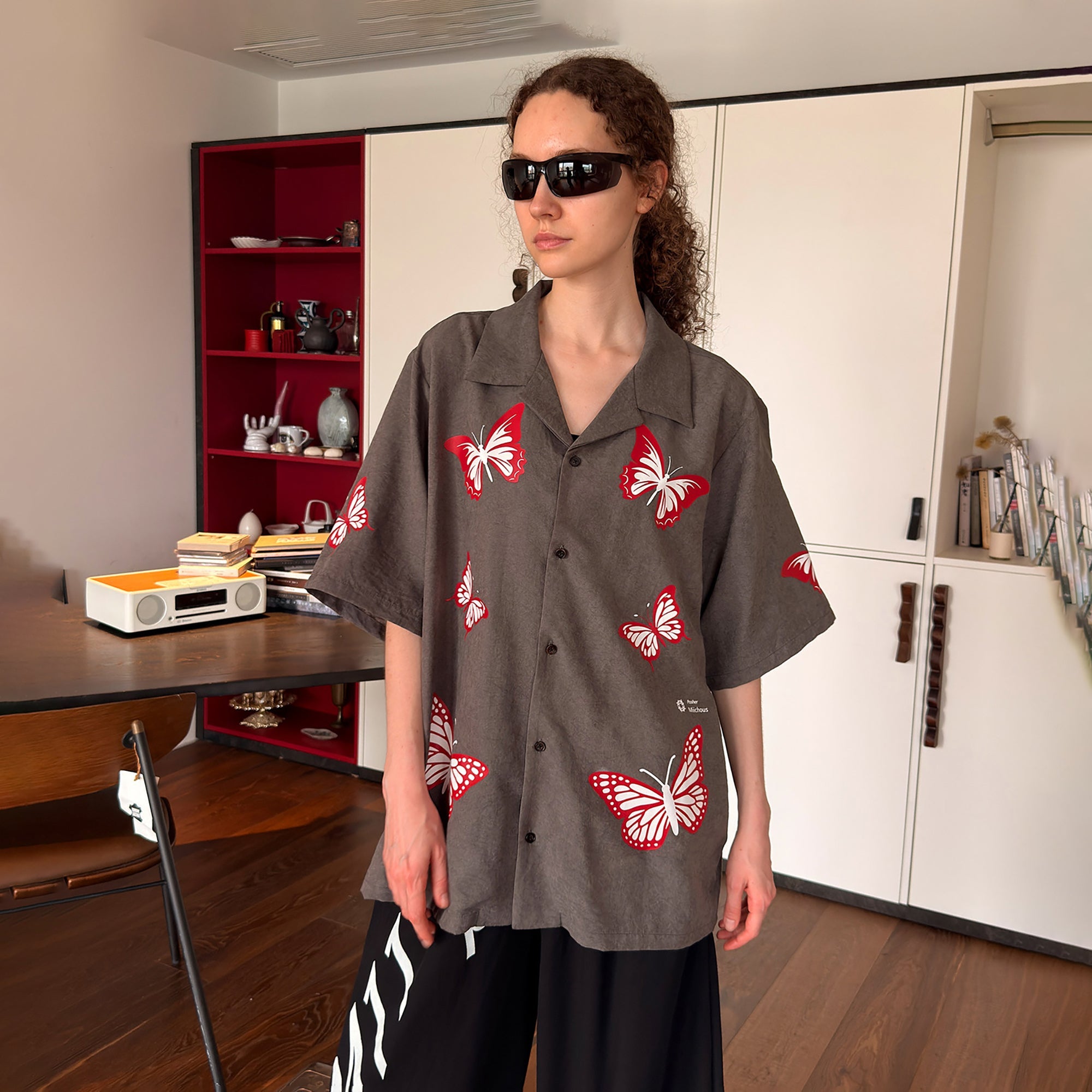 MIICHOUS Butterfly Graphic Half Shirt-Half shirt-S-Dark Gray-Free Shipping Leatheretro