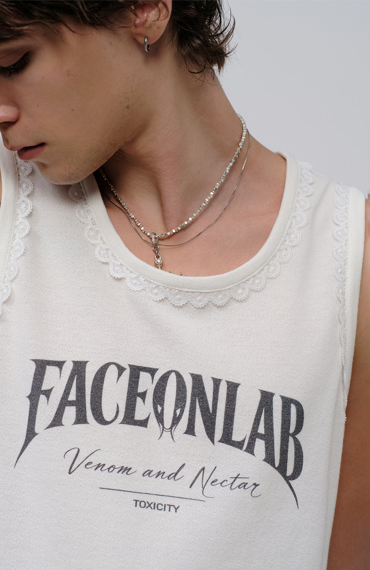FACEONLAB Lace Trim Gothic Letters Sleeveless Tank-Tank Top-M-Black-Free Shipping Leatheretro