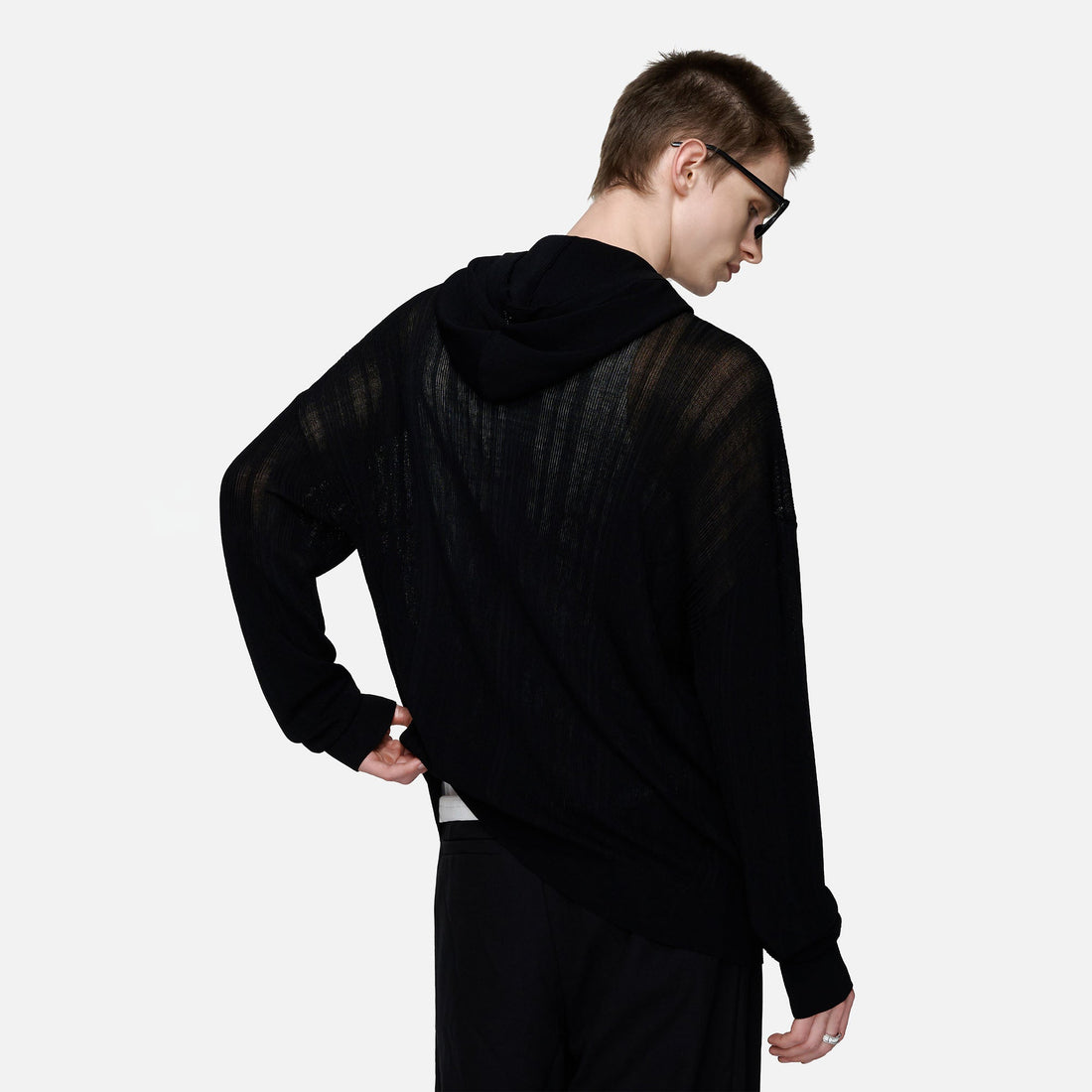 TIWILLTANG Sheer Knit Zip-Up Hoodie-Jacket-S-Free Shipping Leatheretro