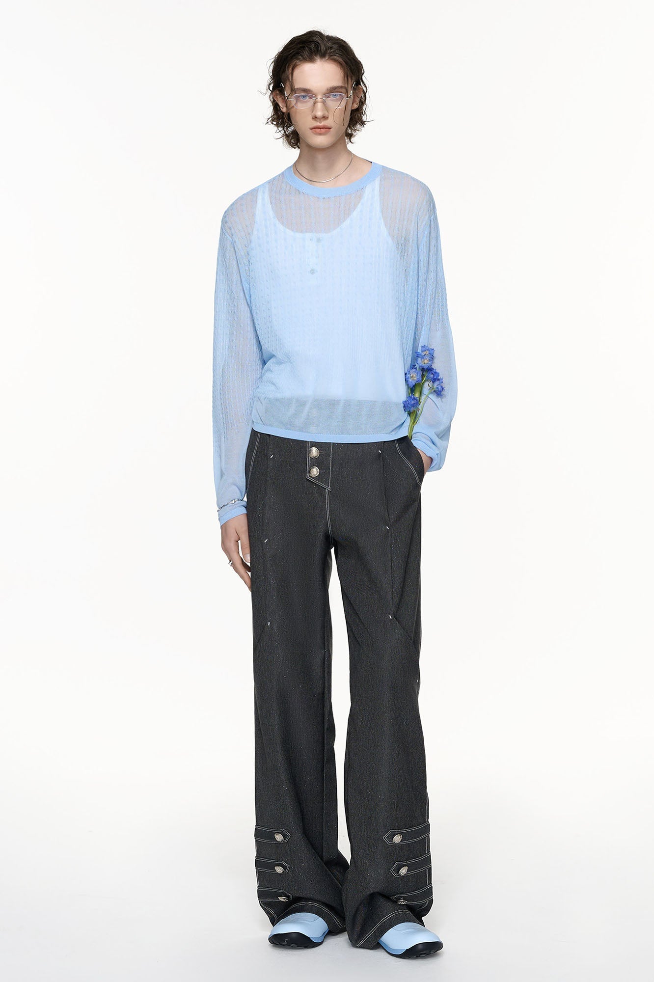 TIWILLTANG Asymmetrical Placket Stitched Wide-Leg Jeans-Jeans-S (Preorder)-Free Shipping Leatheretro