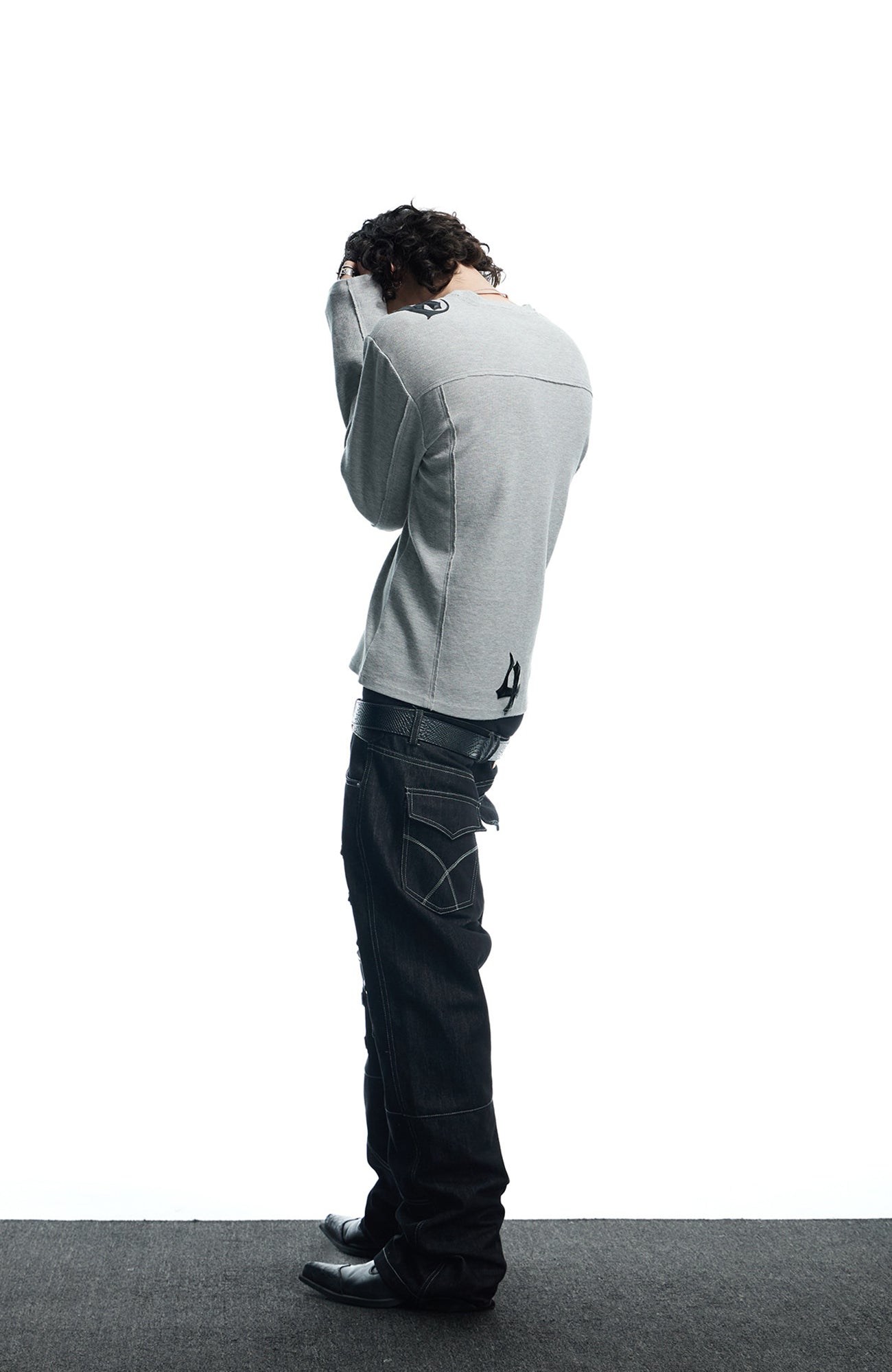DND4DES Waffle-Knit Gothic Henley Long-Sleeve Tee-L/S Tee-S-Black-Free Shipping Leatheretro