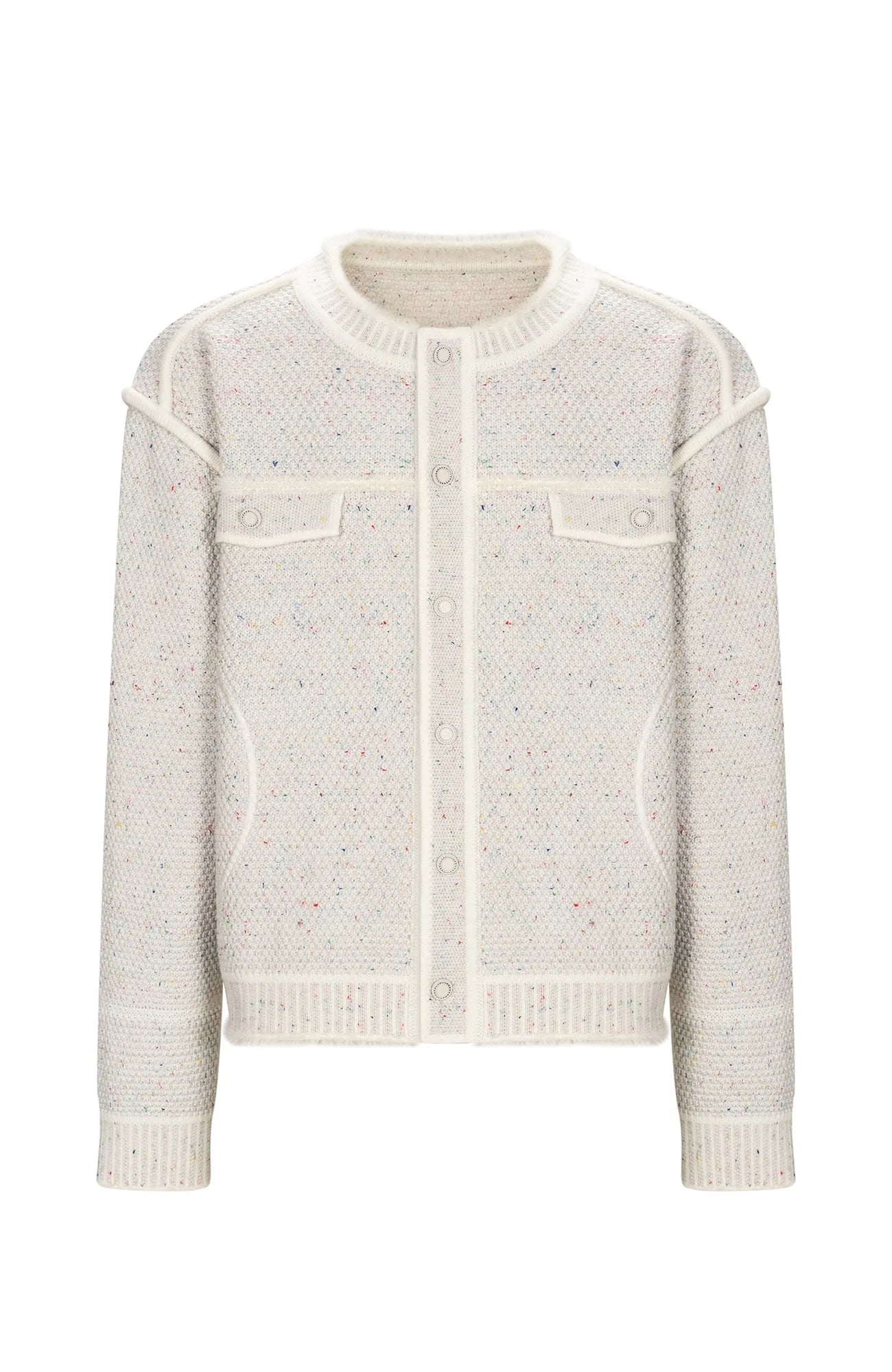 TIWILLTANG Frayed Edge Tweed Knit Jacket-Jacket-XS-Beige-Free Shipping Leatheretro