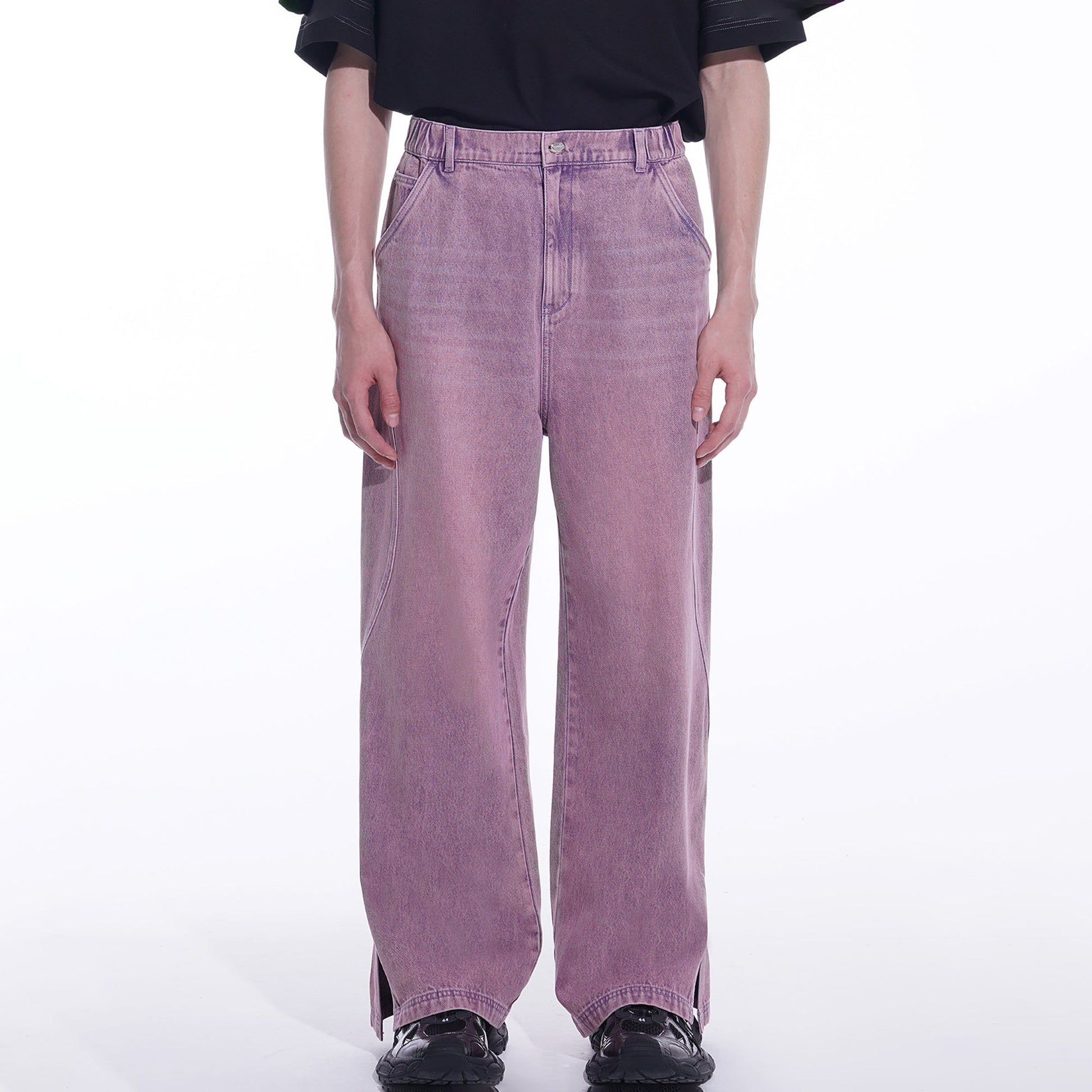 TIWILLTANG Side-Cut Oversized Jeans-Jeans-S-Purple-Free Shipping Leatheretro
