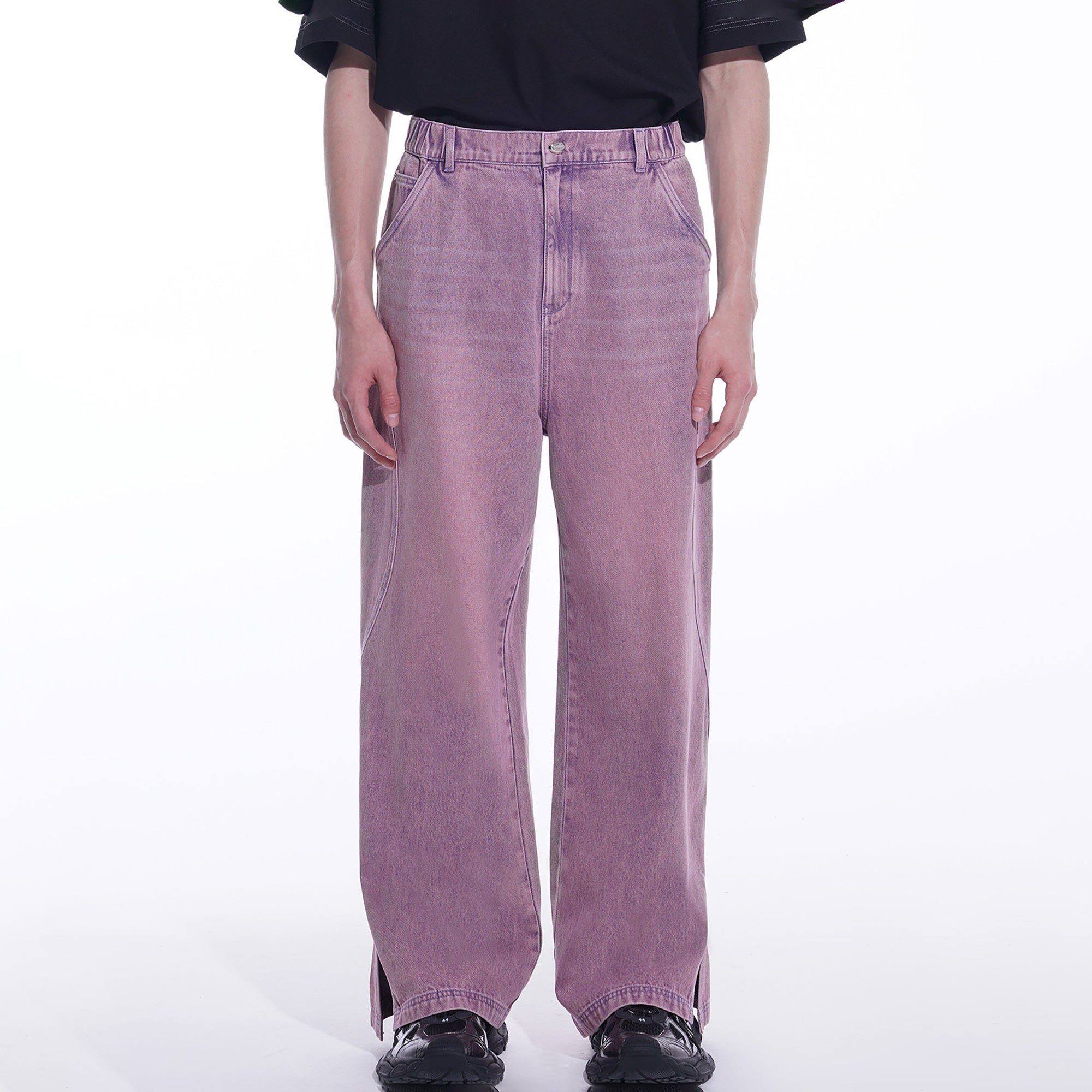 TIWILLTANG Side-Cut Oversized Jeans-Jeans-S-Purple-Free Shipping Leatheretro