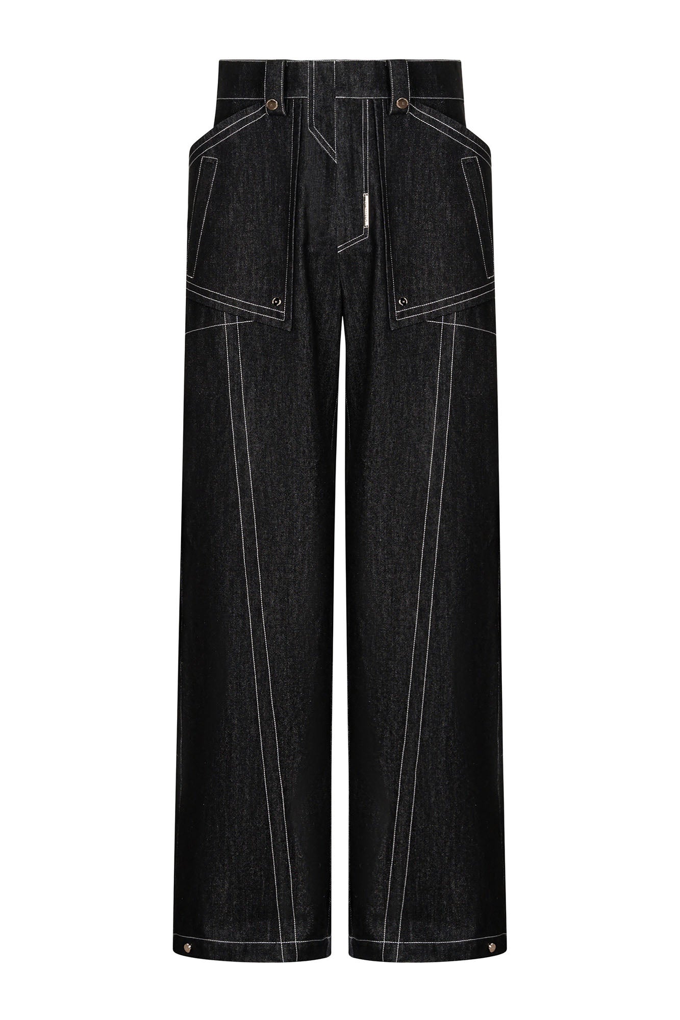 TIWILLTANG Contrast Stitched Straight-Leg Jeans-Jeans-S-Dark Gray-Free Shipping Leatheretro