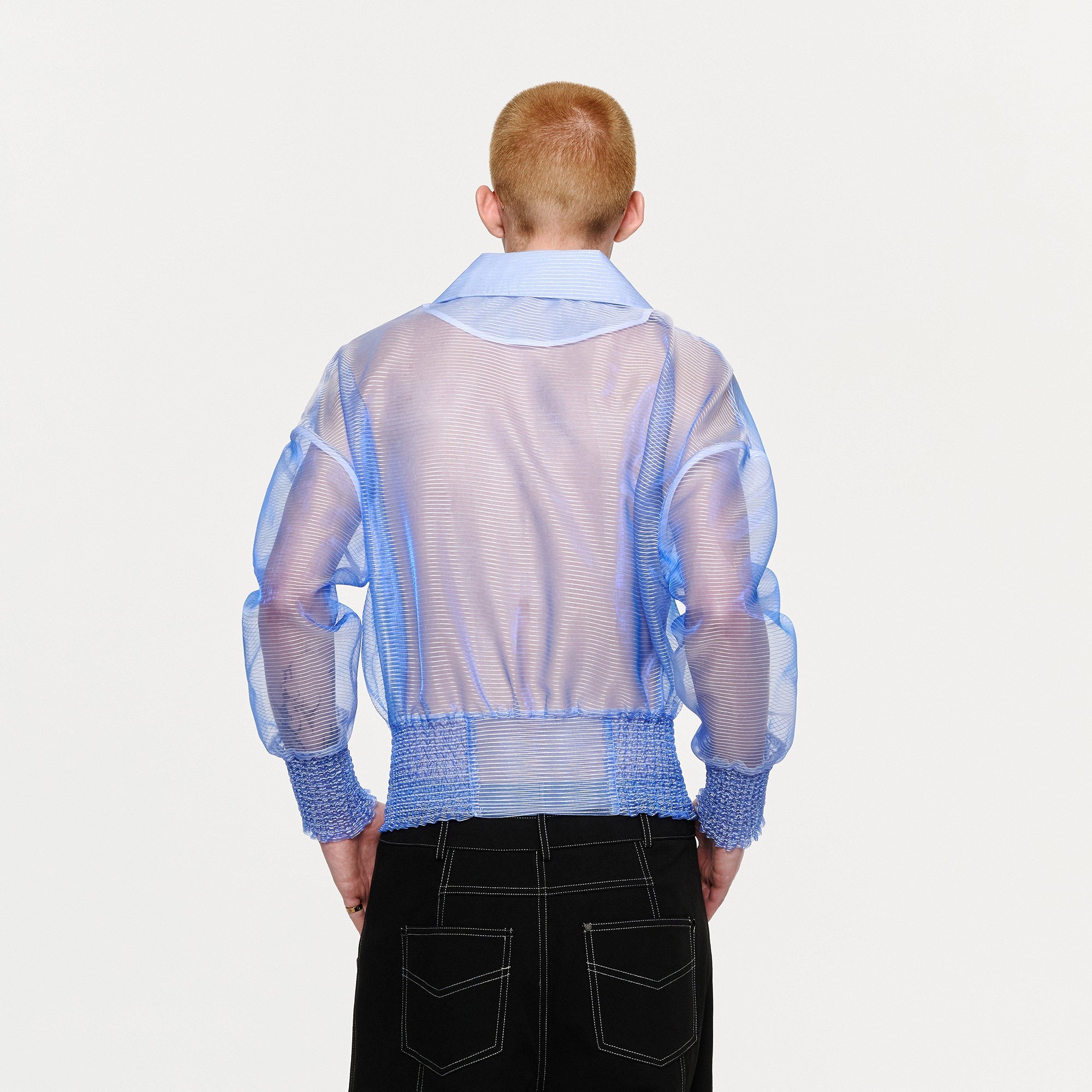 TIWILLTANG Sheer Zip-Up Cropped Jacket-Jacket-S-Blue-Free Shipping Leatheretro