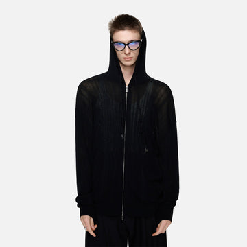 TIWILLTANG Sheer Knit Zip-Up Hoodie-Jacket-S-Free Shipping Leatheretro