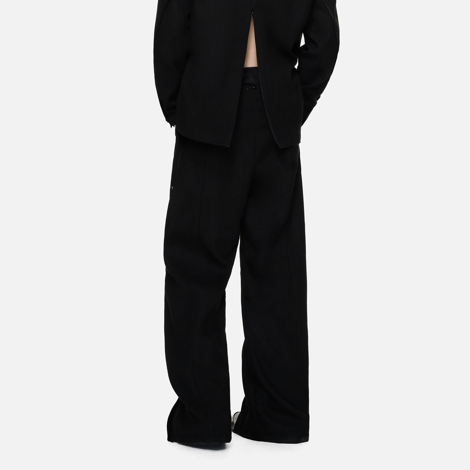 TIWILLTANG Paneled Zipper-Hem Wide-Leg Pants Black-Pants-S (Preorder)-Free Shipping Leatheretro