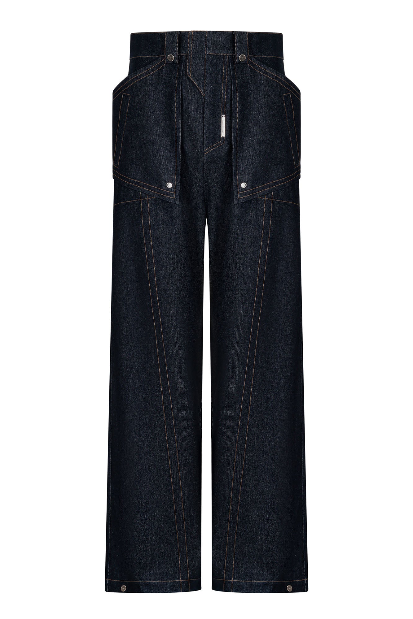 TIWILLTANG Contrast Stitched Straight-Leg Jeans-Jeans-S-Dark Blue-Free Shipping Leatheretro