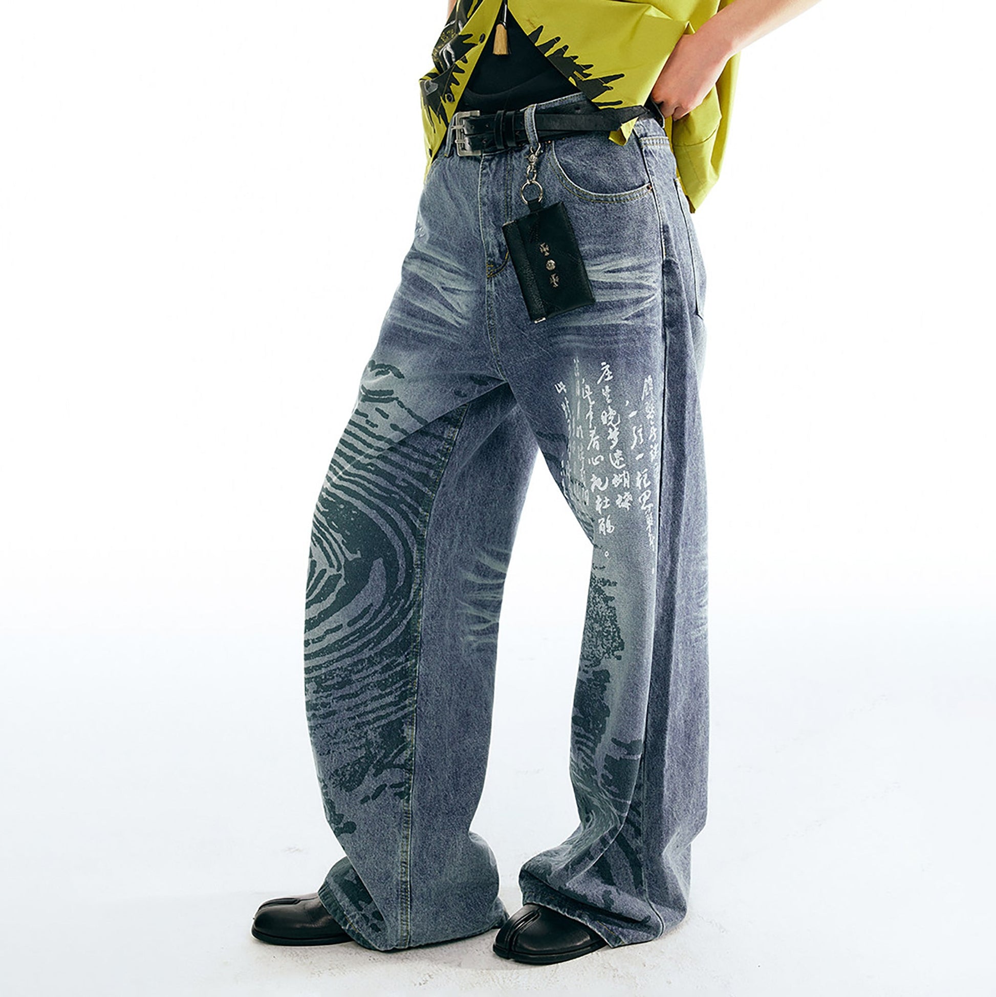 1997 POSTOFFICE Poetry Graphic Straight-Leg Jeans-Jeans-S-Free Shipping Leatheretro