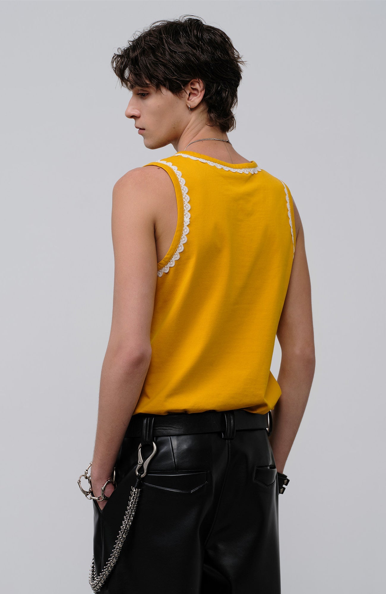 FACEONLAB Lace Trim Gothic Letters Sleeveless Tank-Tank Top-M-Black-Free Shipping Leatheretro