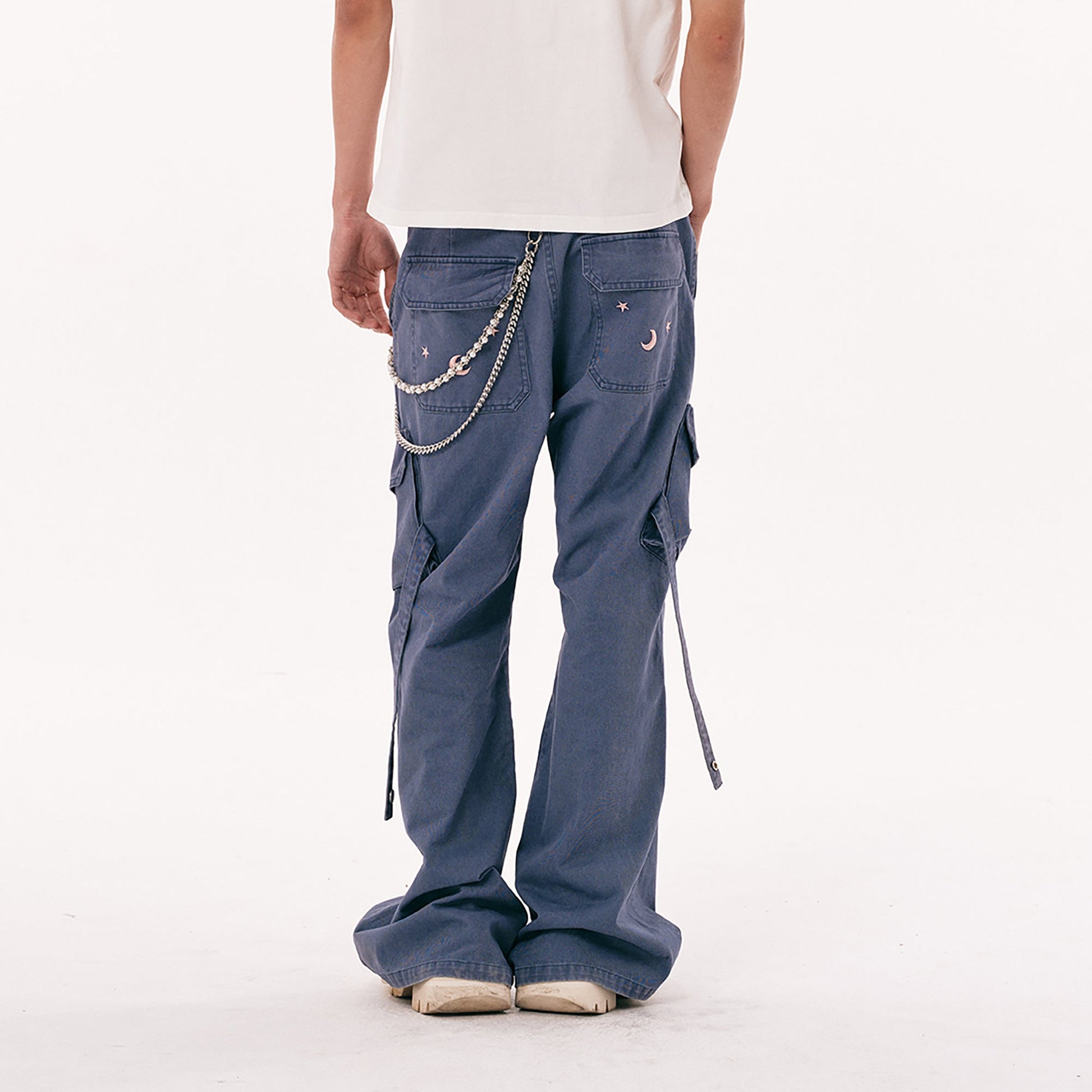 PASET Unicorn Embroidered Cargo Pants-Pants-S / 28"-Free Shipping Leatheretro
