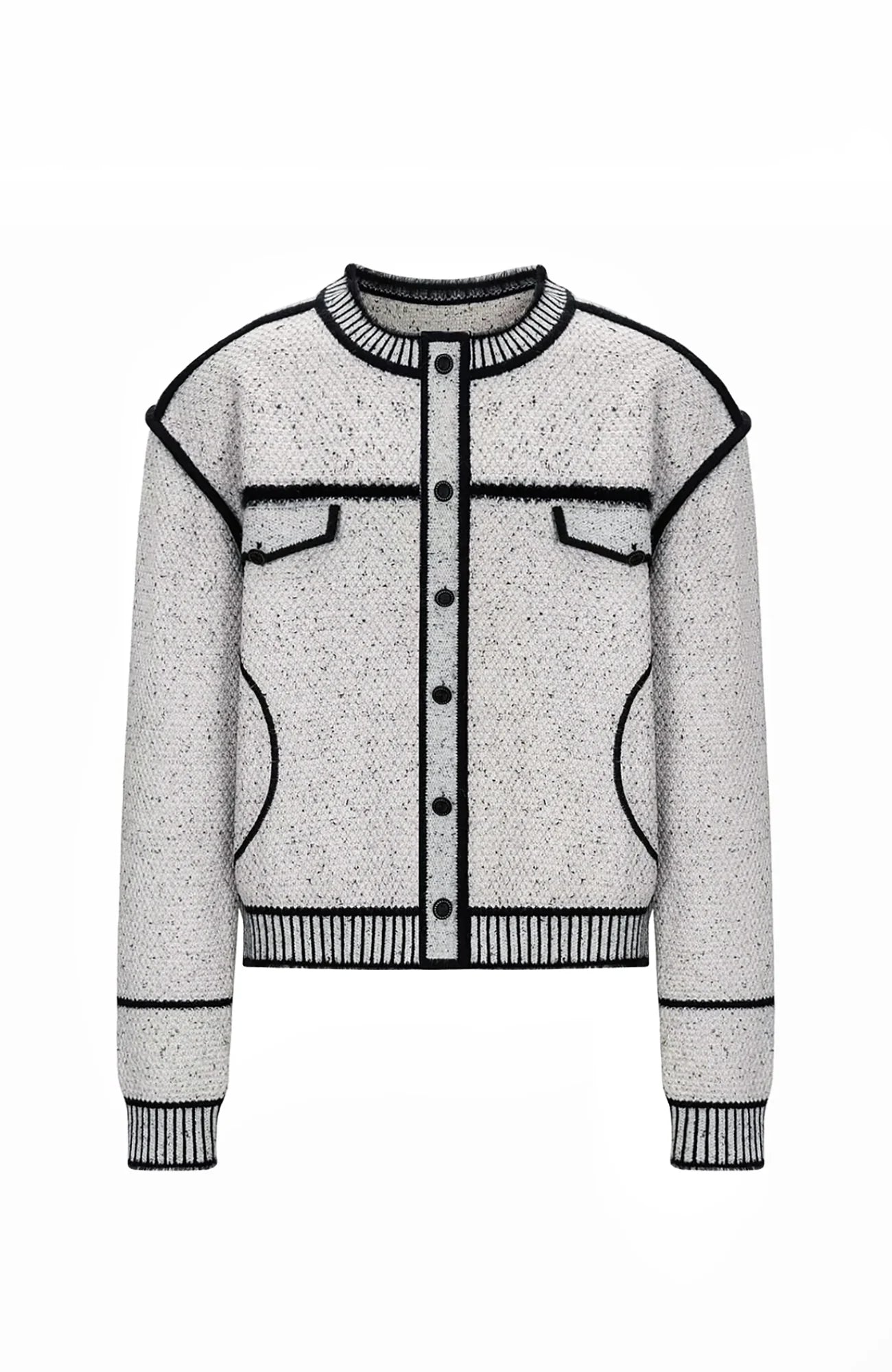 TIWILLTANG Frayed Edge Tweed Knit Jacket-Jacket-XS-Light Gray (L For Preorder)-Free Shipping Leatheretro