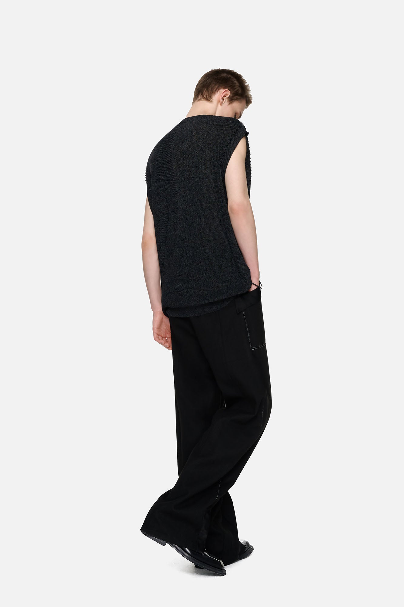 TIWILLTANG Paneled Zipper-Hem Wide-Leg Pants Black-Pants-S (Preorder)-Free Shipping Leatheretro